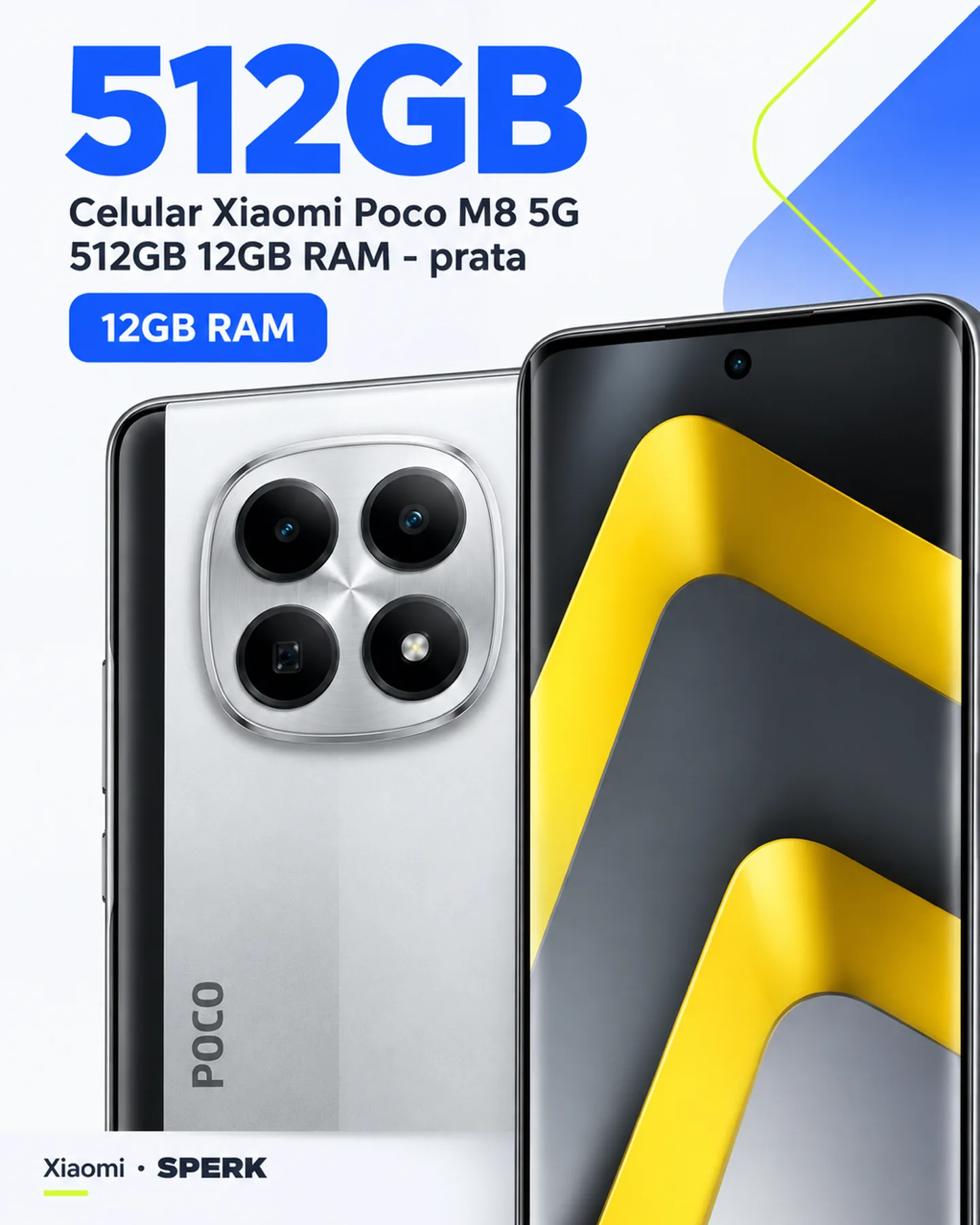 Celular Xiaomi Poco M8 5G 512GB 12GB RAM - prata — painel 2