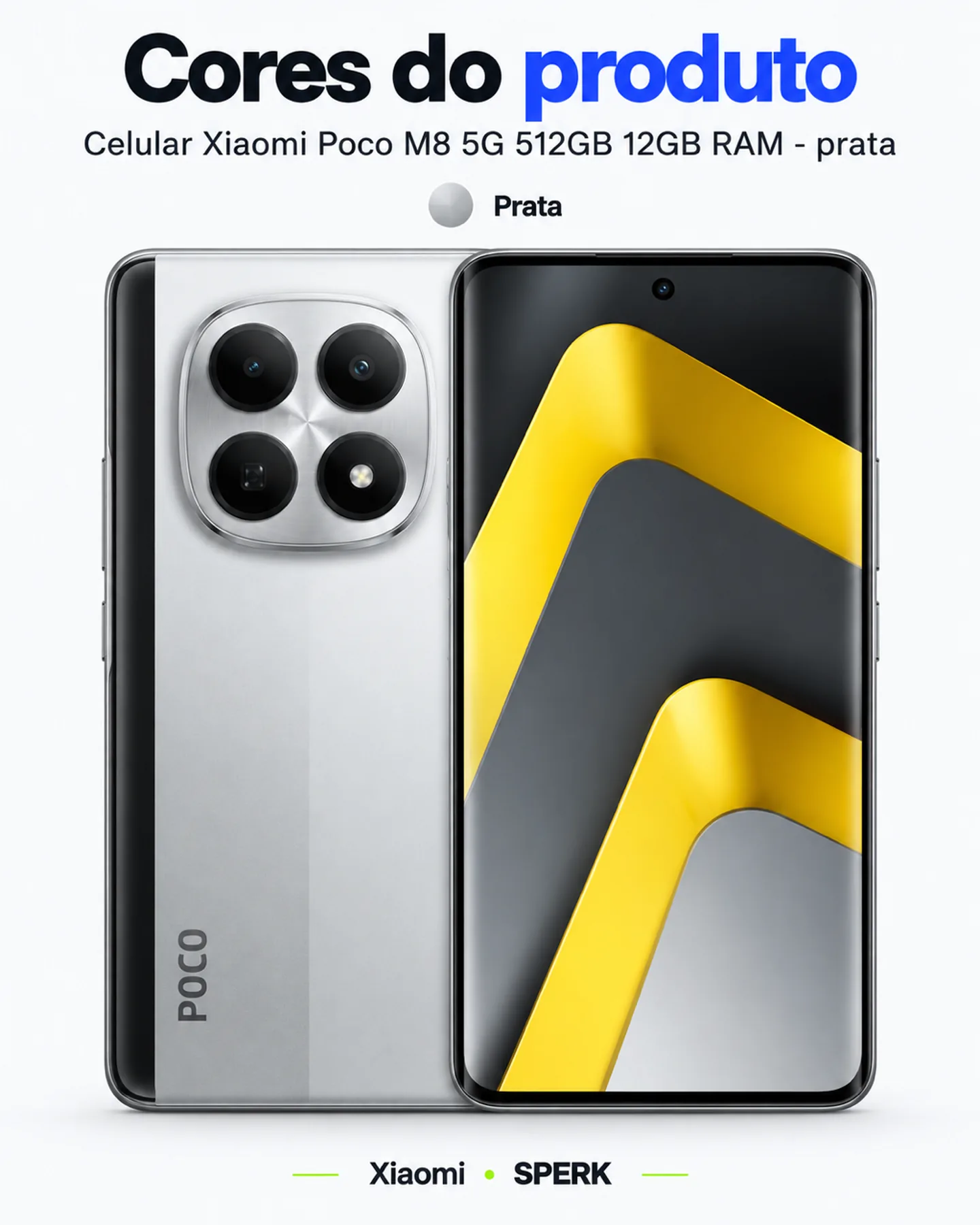 Celular Xiaomi Poco M8 5G 512GB 12GB RAM - prata — painel 5