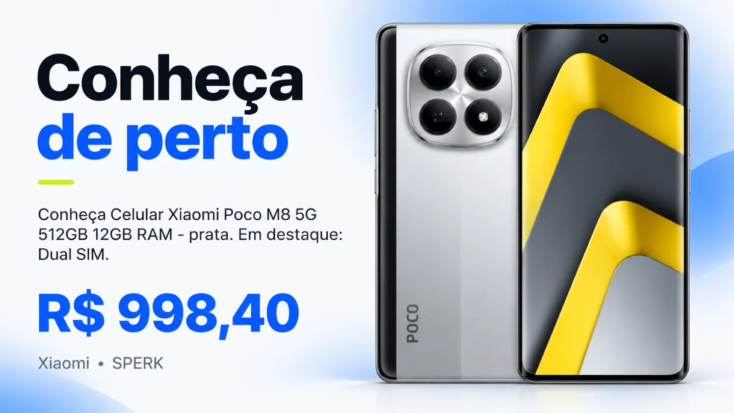 Celular Xiaomi Poco M8 5G 512GB 12GB RAM - prata — heroi descricao