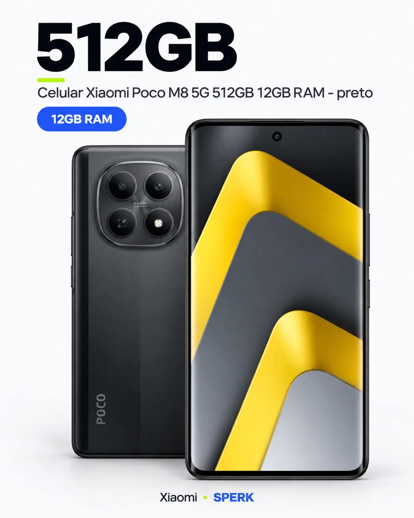 Celular Xiaomi Poco M8 5G 512GB 12GB RAM - preto — painel 2