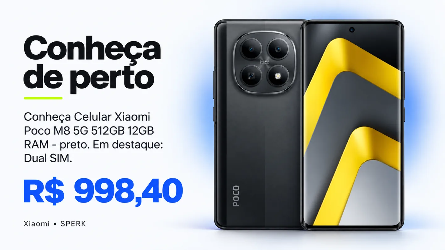 Celular Xiaomi Poco M8 5G 512GB 12GB RAM - preto — heroi descricao