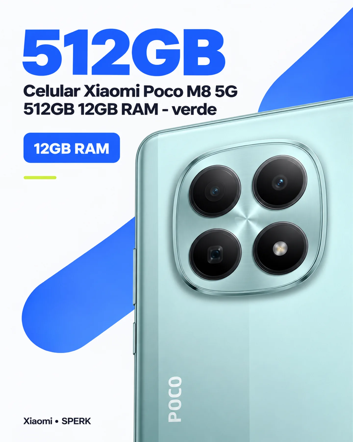 Celular Xiaomi Poco M8 5G 512GB 12GB RAM - verde — painel 2