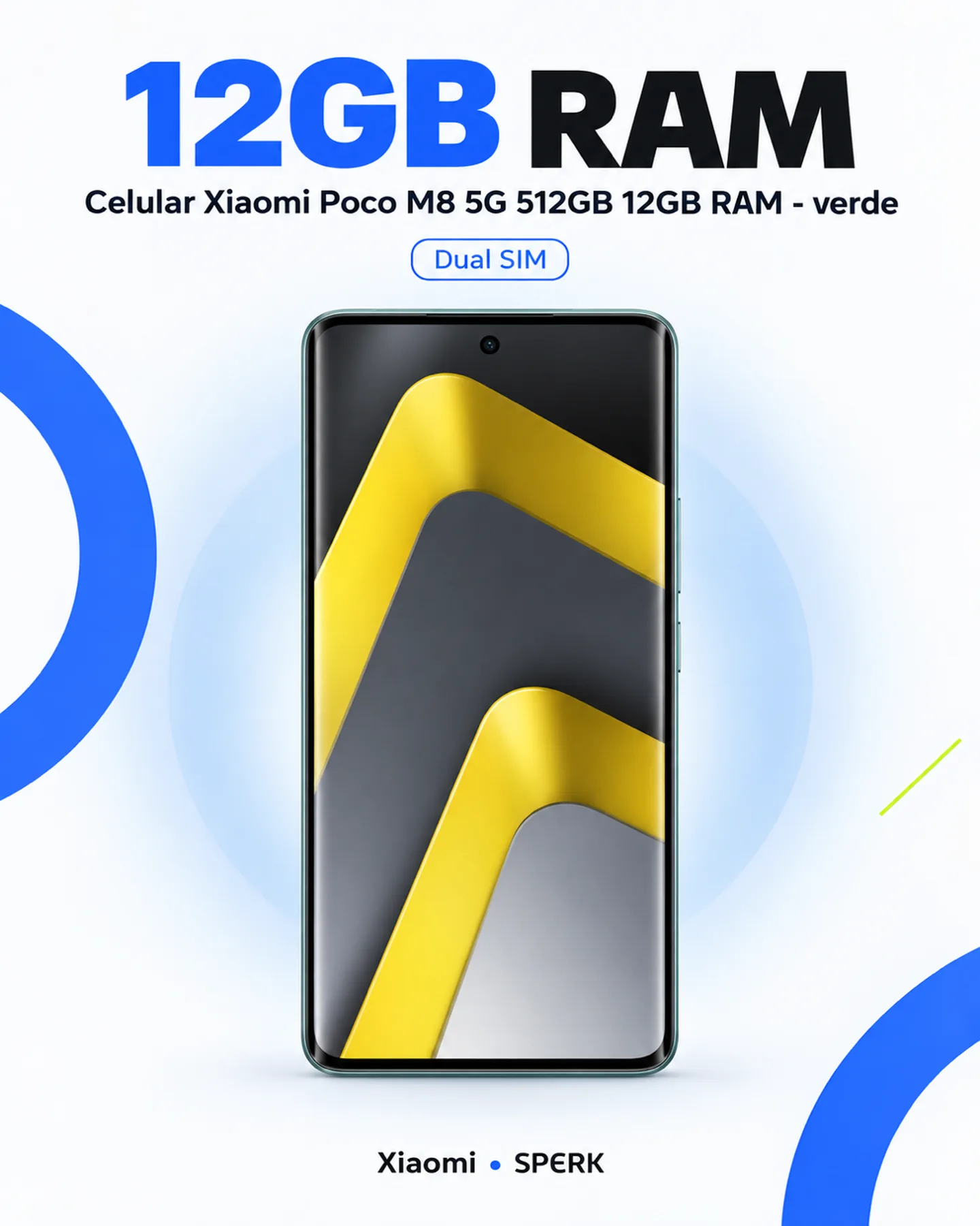 Celular Xiaomi Poco M8 5G 512GB 12GB RAM - verde — painel 3