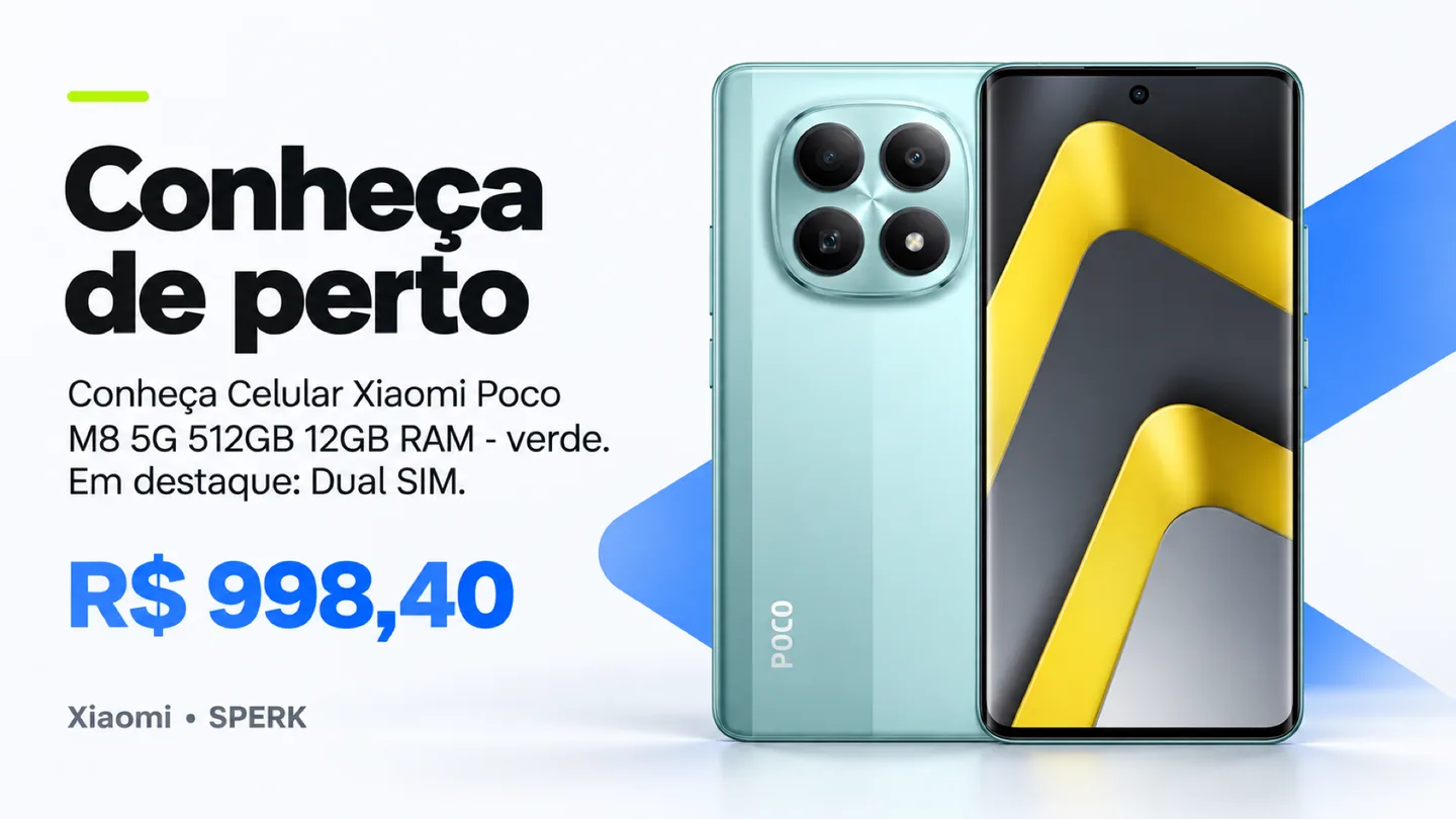 Celular Xiaomi Poco M8 5G 512GB 12GB RAM - verde — heroi descricao