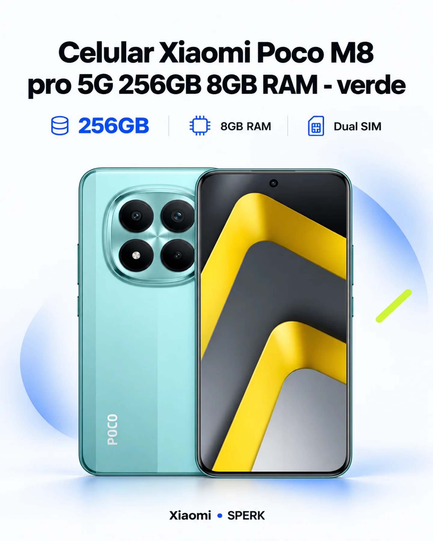 Celular Xiaomi Poco M8 pro 5G 256GB 8GB RAM - verde — painel 1