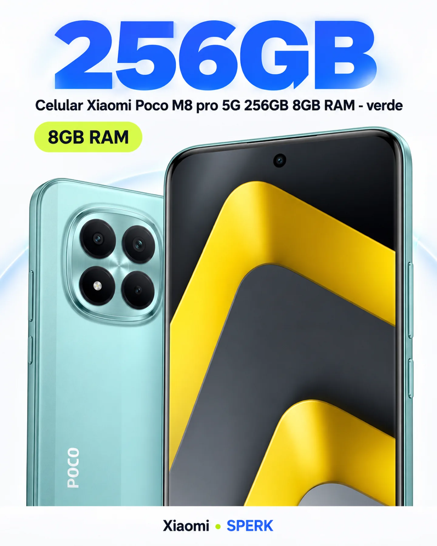 Celular Xiaomi Poco M8 pro 5G 256GB 8GB RAM - verde — painel 2