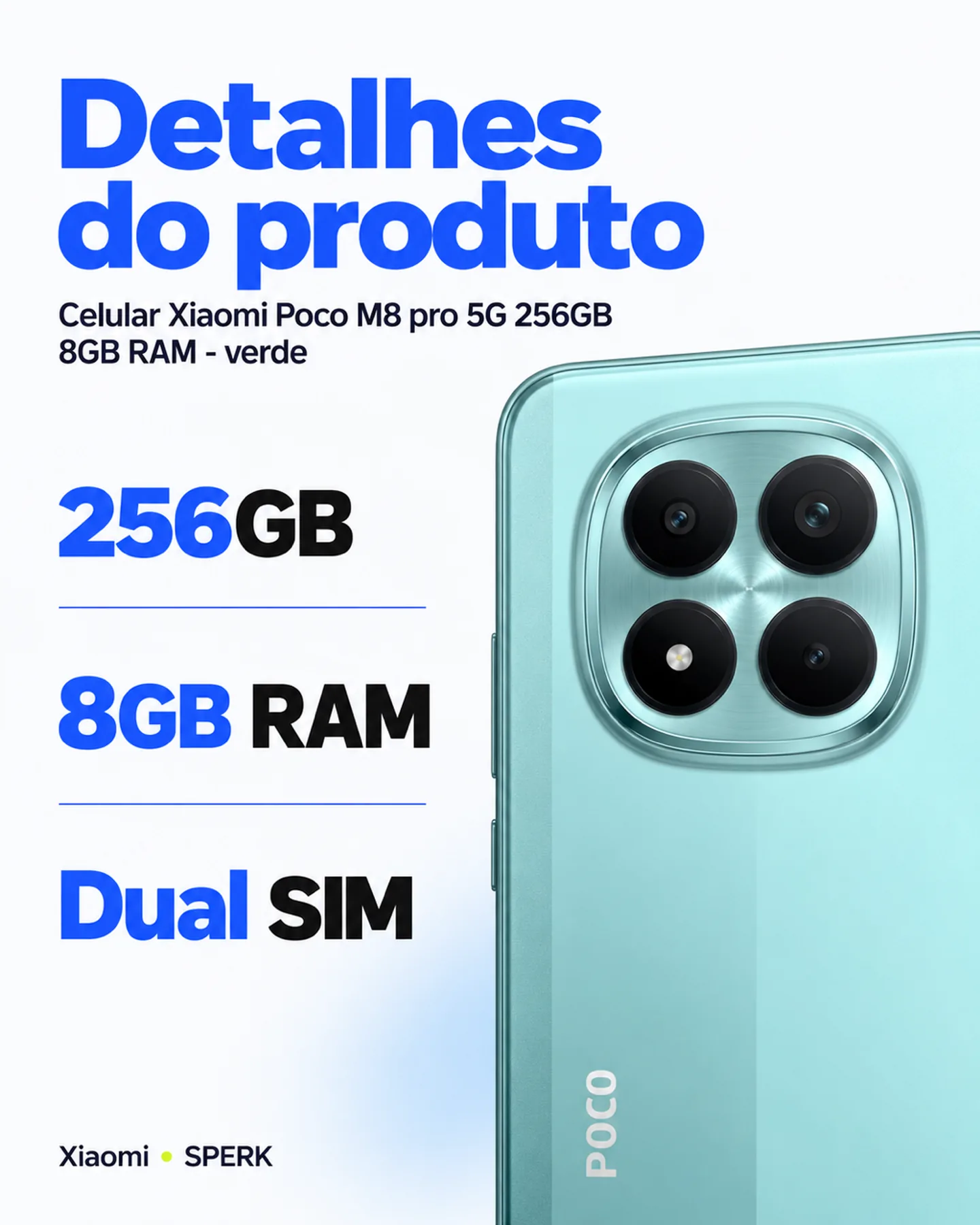 Celular Xiaomi Poco M8 pro 5G 256GB 8GB RAM - verde — painel 4