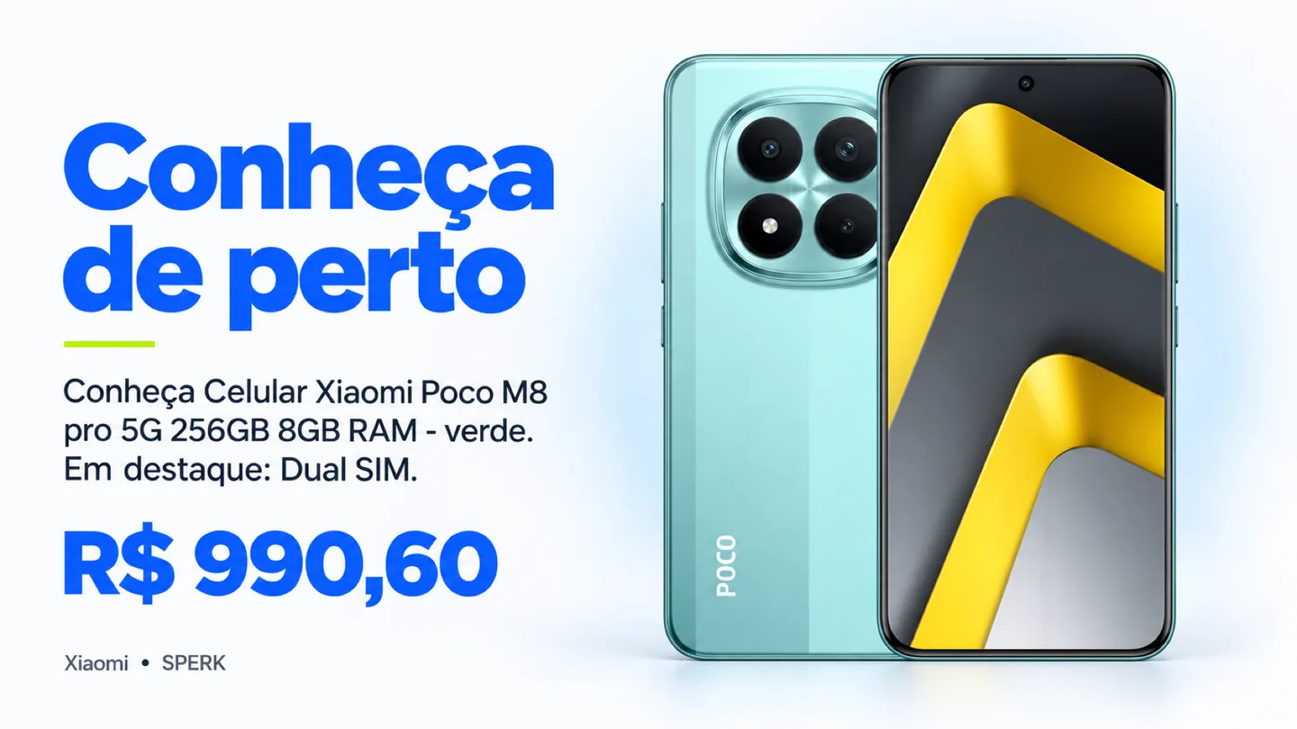 Celular Xiaomi Poco M8 pro 5G 256GB 8GB RAM - verde — heroi descricao