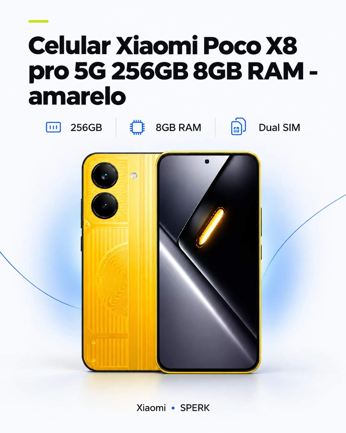 Celular Xiaomi Poco X8 pro 5G 256GB 8GB RAM - amarelo — painel 1