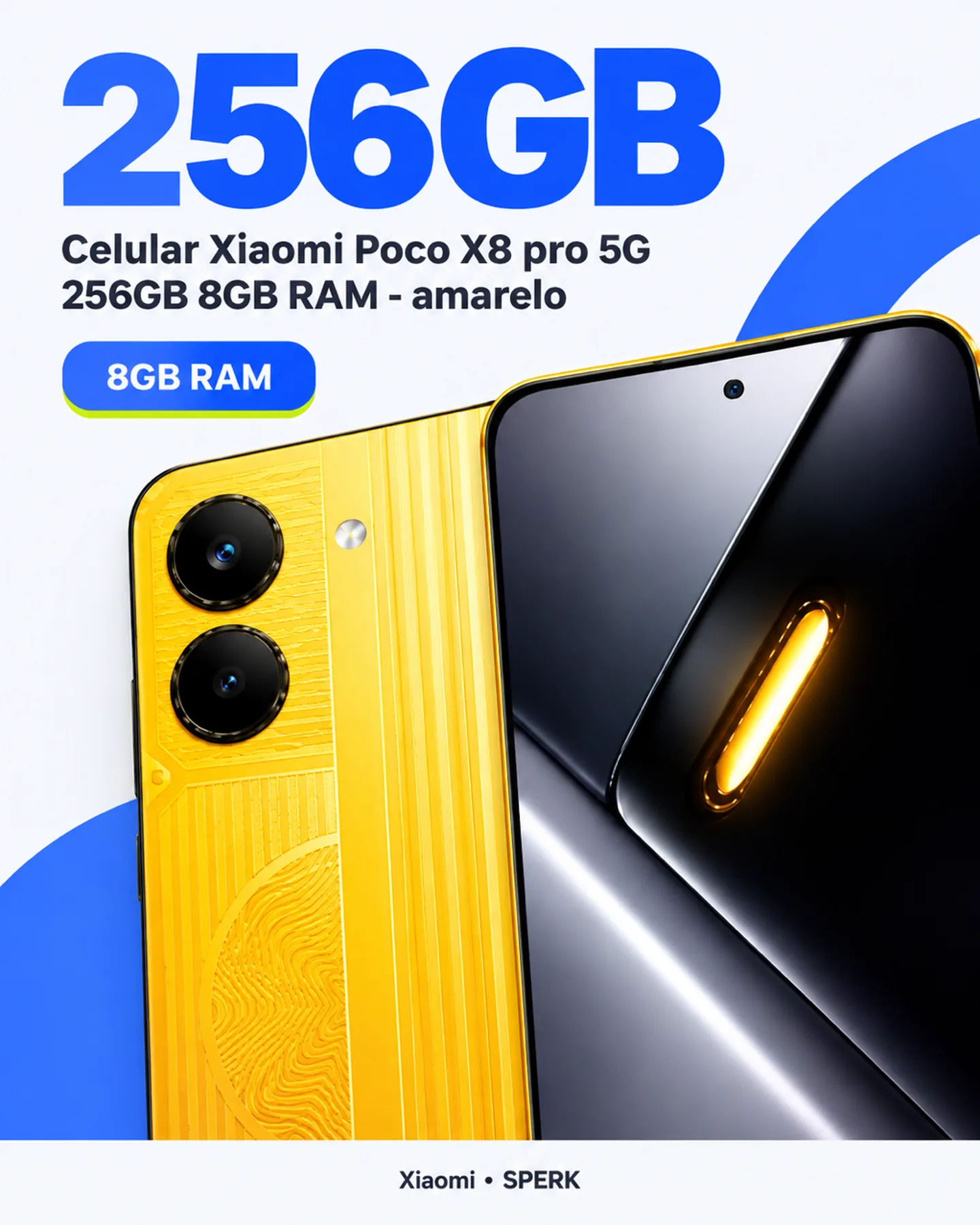 Celular Xiaomi Poco X8 pro 5G 256GB 8GB RAM - amarelo — painel 2