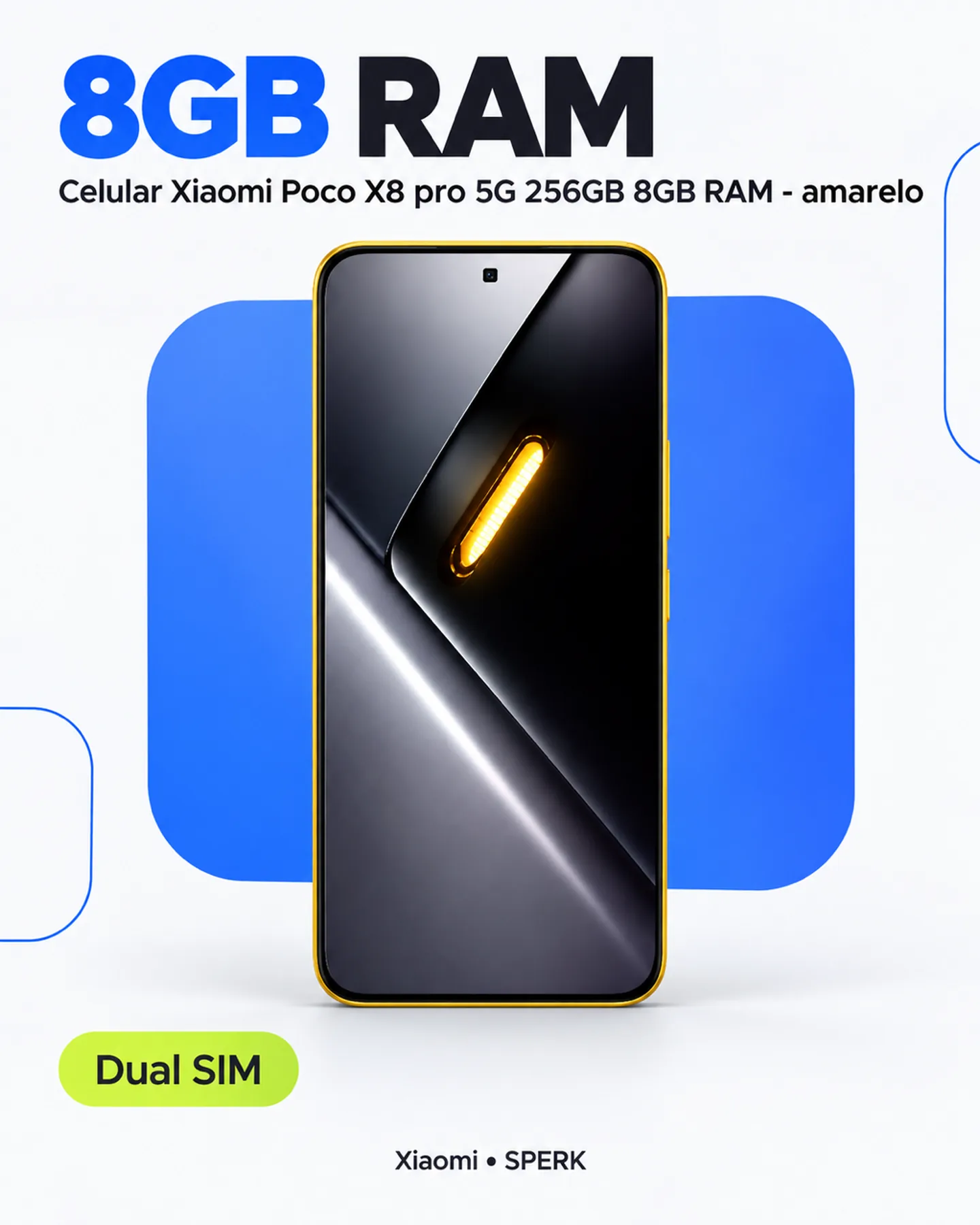 Celular Xiaomi Poco X8 pro 5G 256GB 8GB RAM - amarelo — painel 3