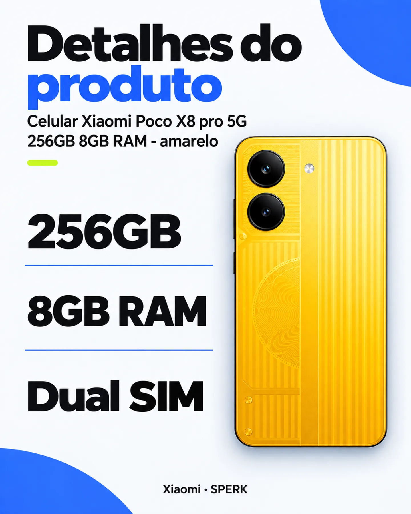Celular Xiaomi Poco X8 pro 5G 256GB 8GB RAM - amarelo — painel 4