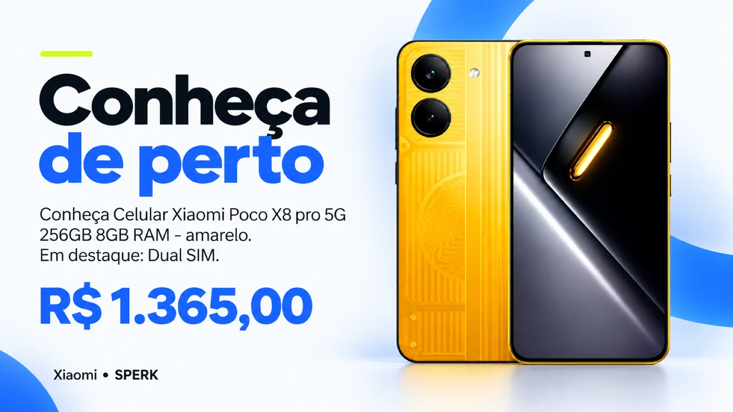 Celular Xiaomi Poco X8 pro 5G 256GB 8GB RAM - amarelo — heroi descricao