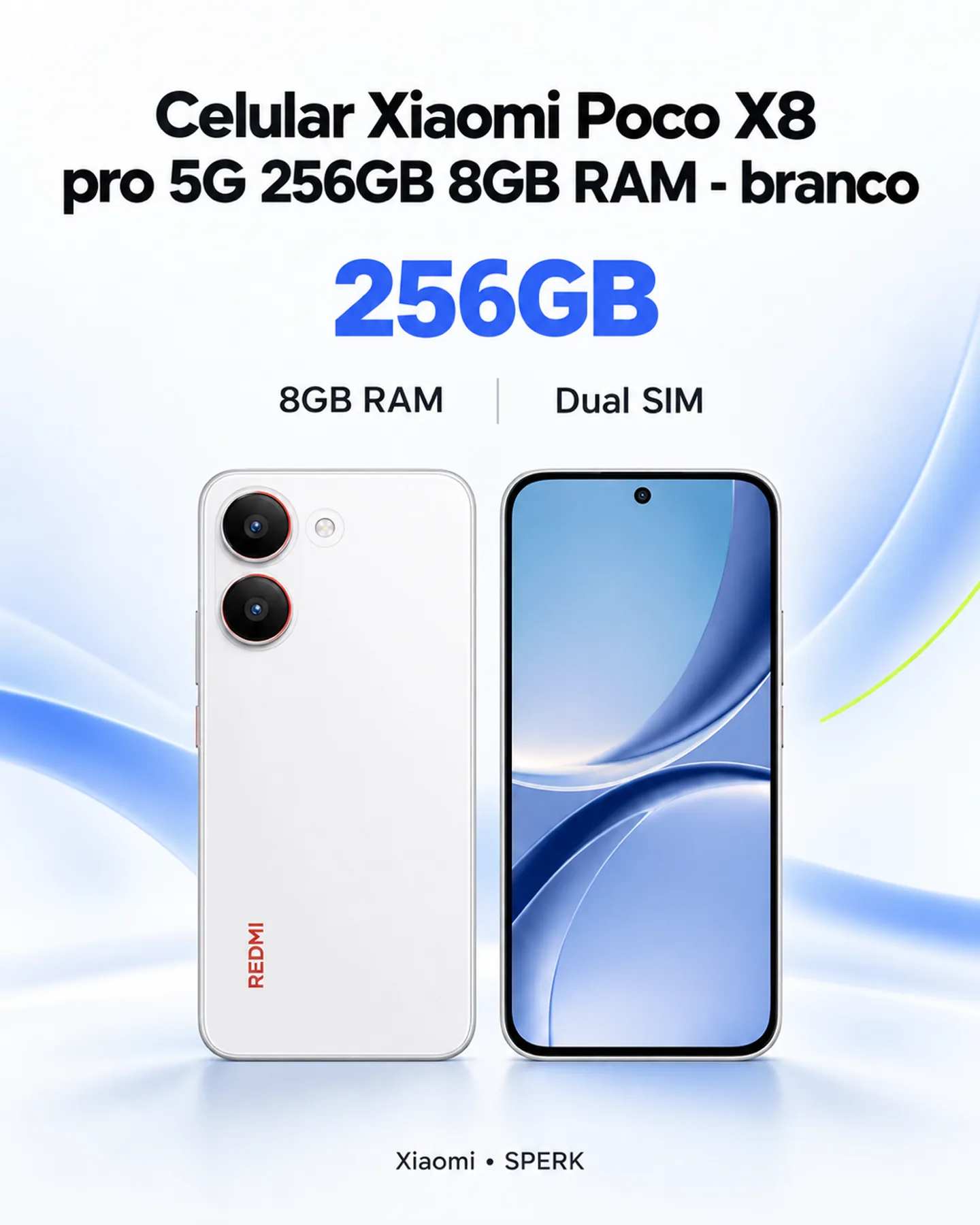 Celular Xiaomi Poco X8 pro 5G 256GB 8GB RAM - branco — painel 1