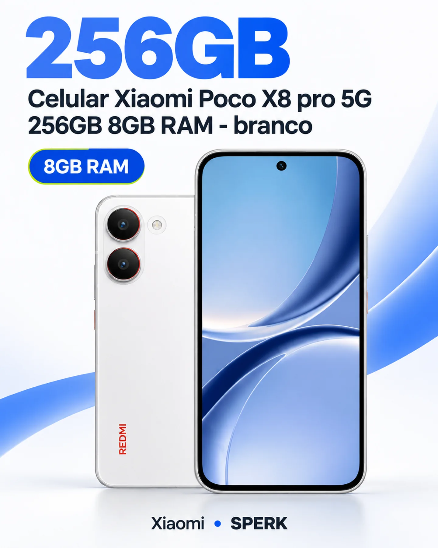 Celular Xiaomi Poco X8 pro 5G 256GB 8GB RAM - branco — painel 2