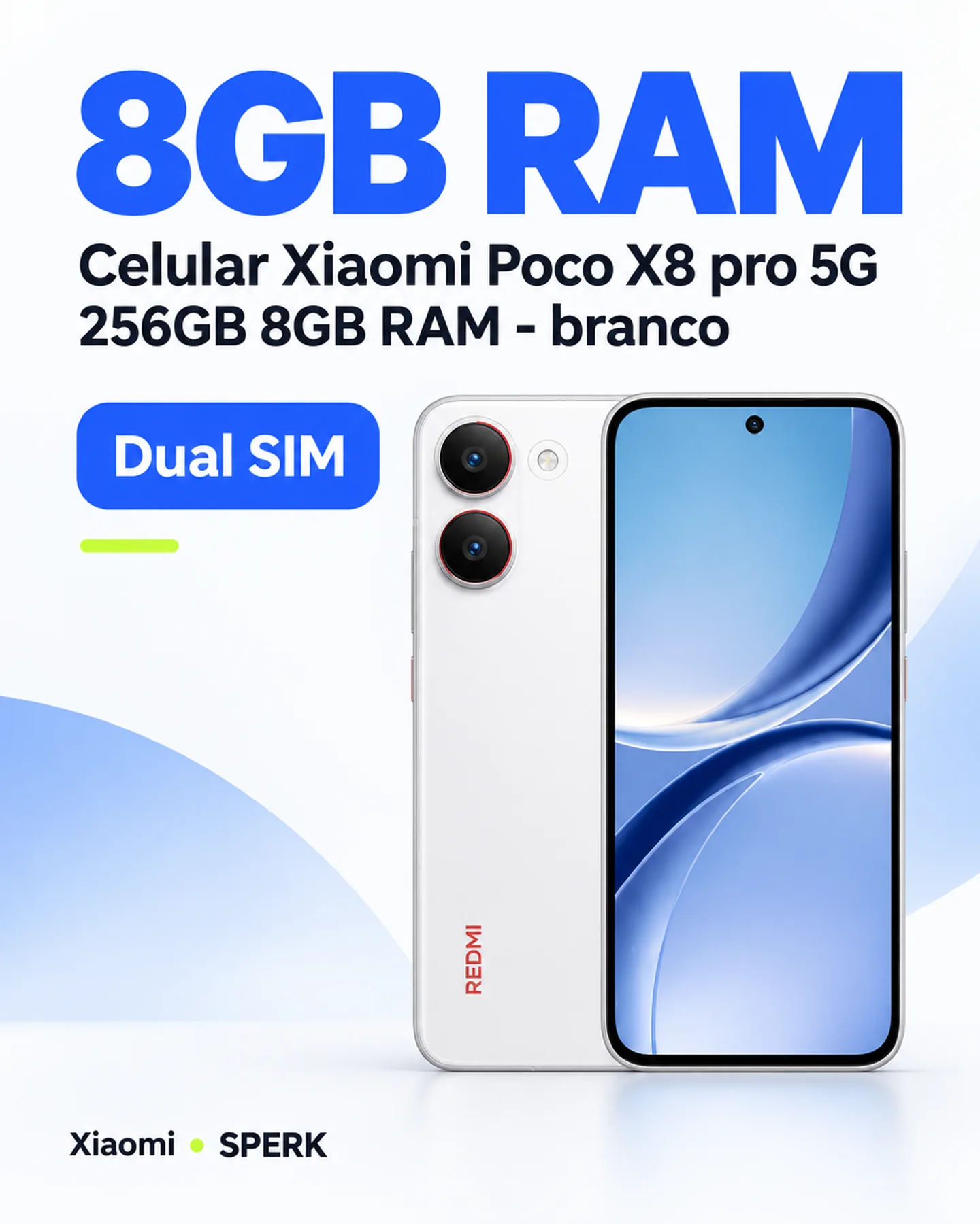 Celular Xiaomi Poco X8 pro 5G 256GB 8GB RAM - branco — painel 3