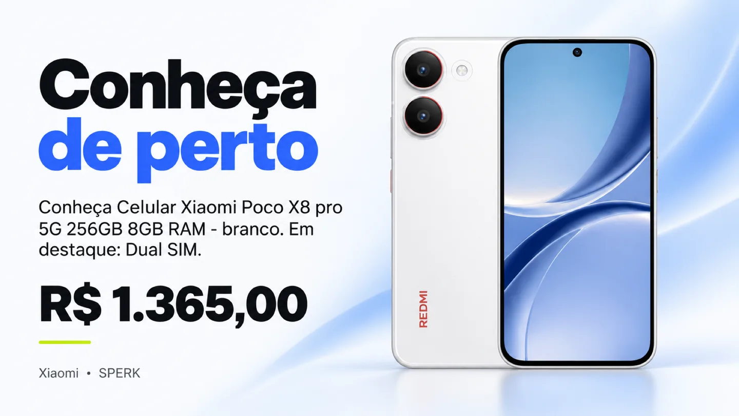 Celular Xiaomi Poco X8 pro 5G 256GB 8GB RAM - branco — heroi descricao