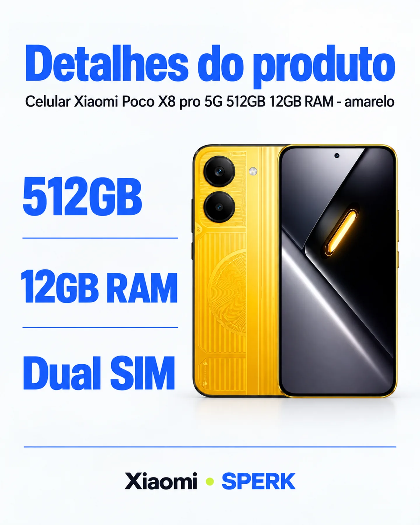 Celular Xiaomi Poco X8 pro 5G 512GB 12GB RAM - amarelo — painel 4