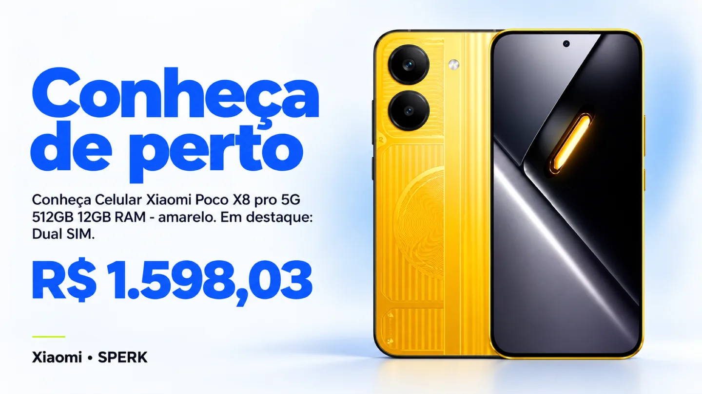Celular Xiaomi Poco X8 pro 5G 512GB 12GB RAM - amarelo — heroi descricao