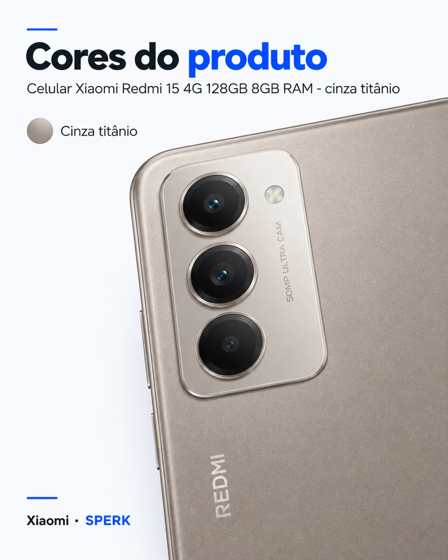 Celular Xiaomi Redmi 15 4G 128GB 8GB RAM - cinza titânio — painel 5