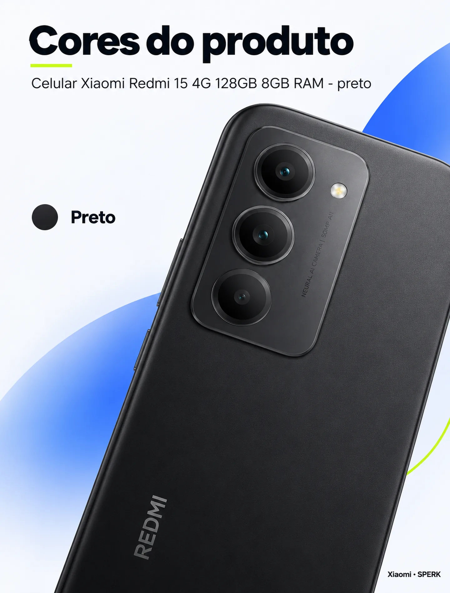 Celular Xiaomi Redmi 15 4G 128GB 8GB RAM - preto — painel 5