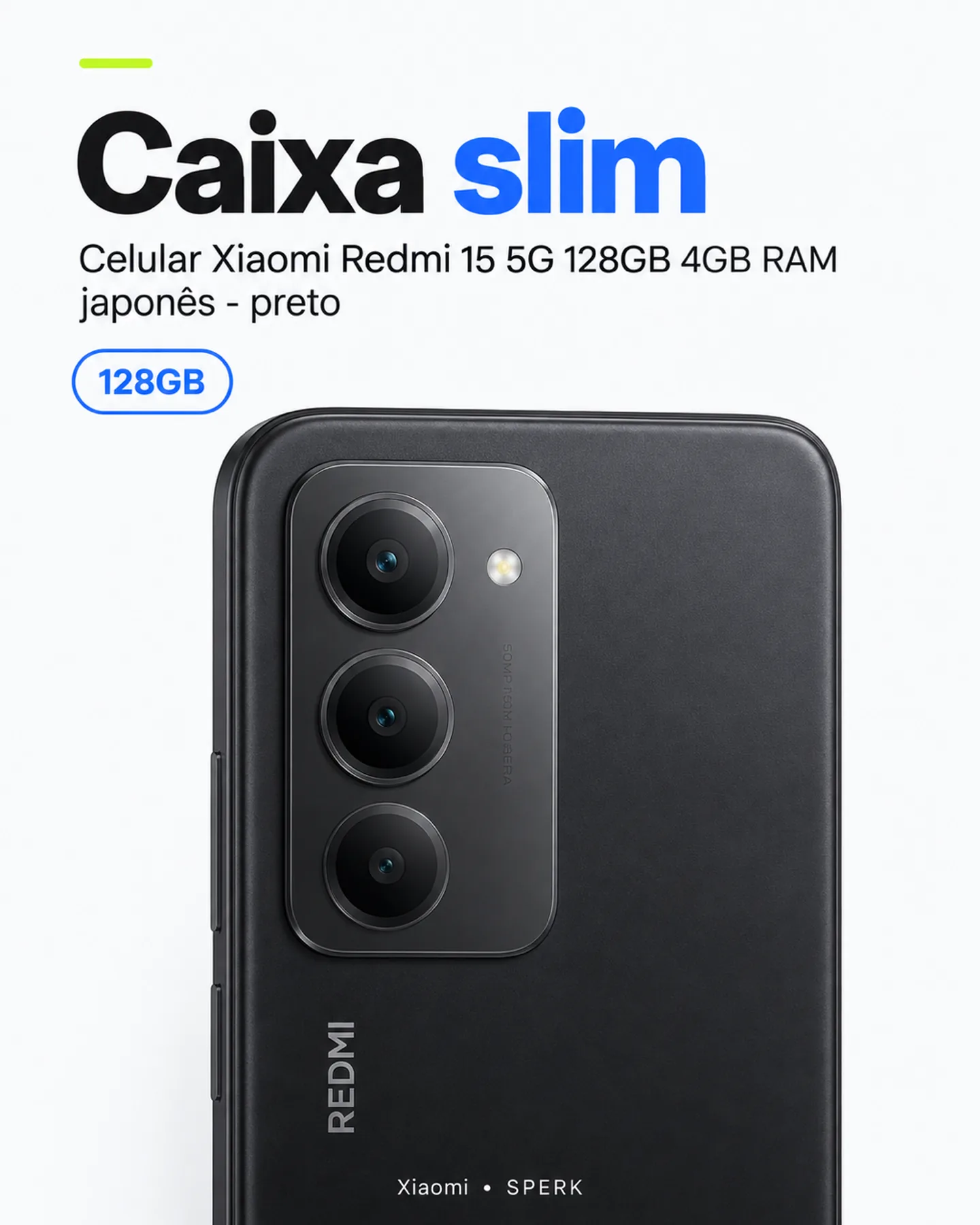 Celular Xiaomi Redmi 15 5G 128GB 4GB RAM japonês - preto — painel 2