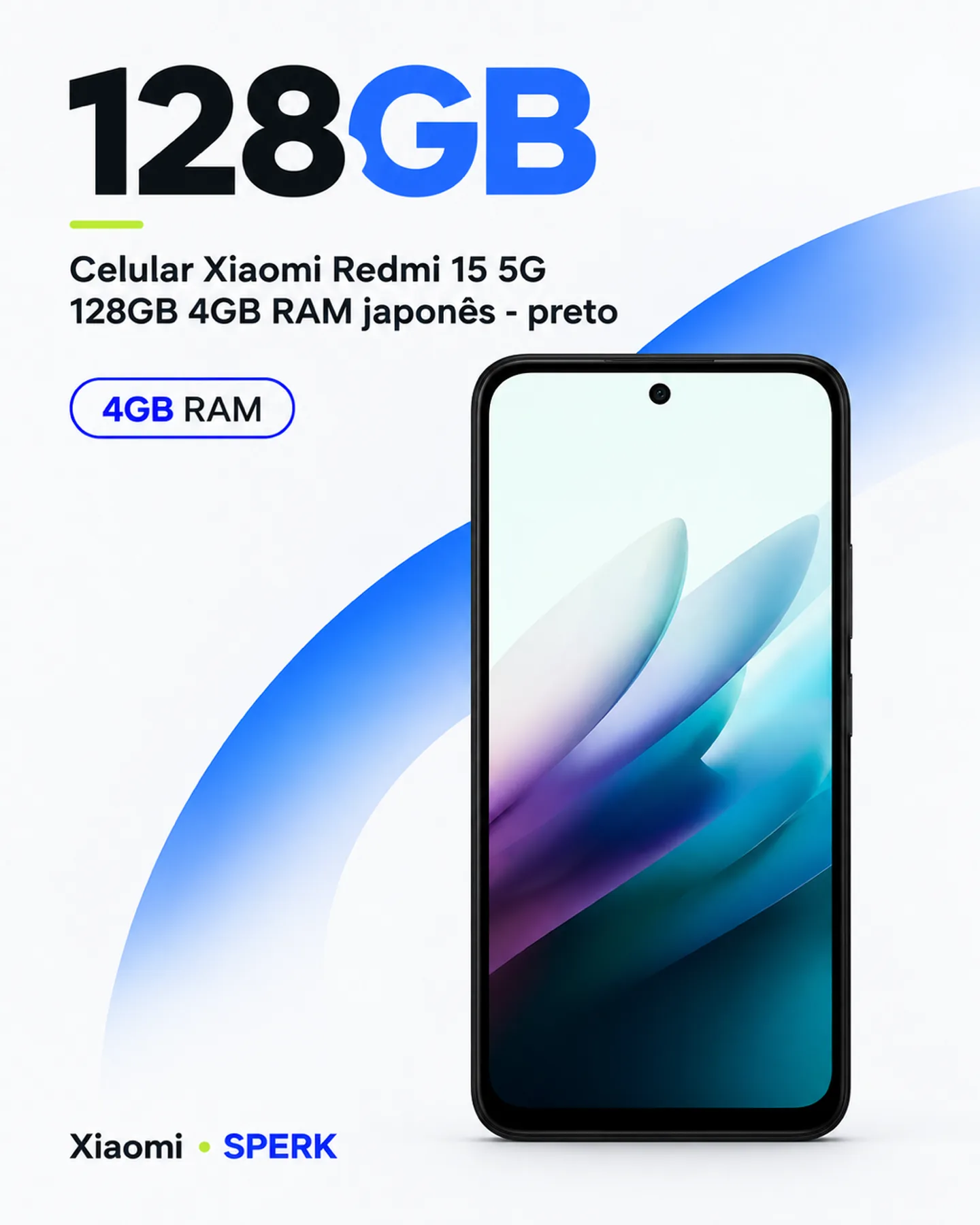 Celular Xiaomi Redmi 15 5G 128GB 4GB RAM japonês - preto — painel 3