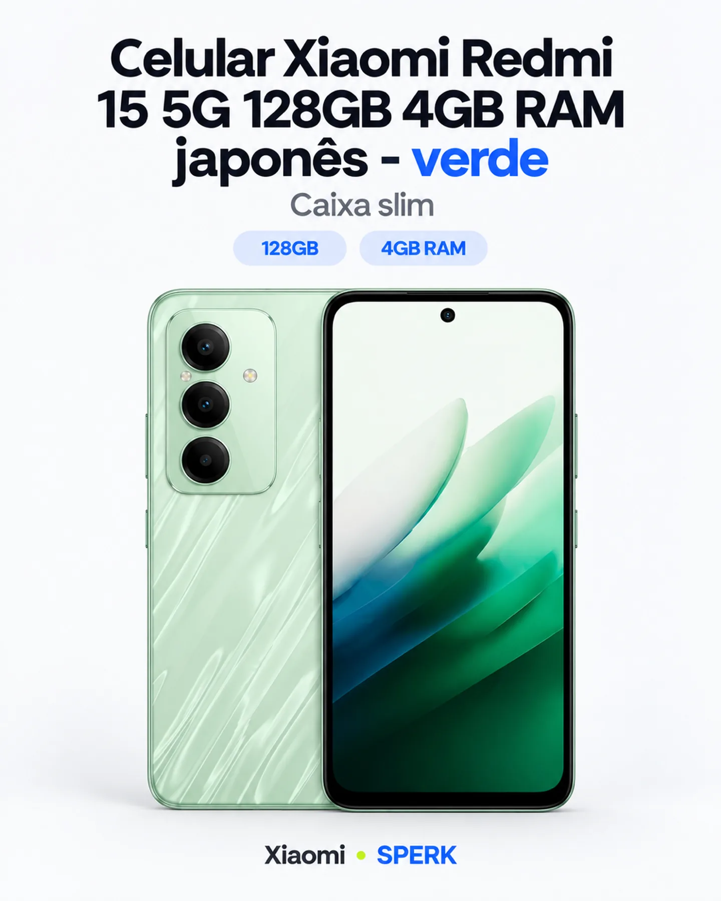 Celular Xiaomi Redmi 15 5G 128GB 4GB RAM japonês - verde — painel 1