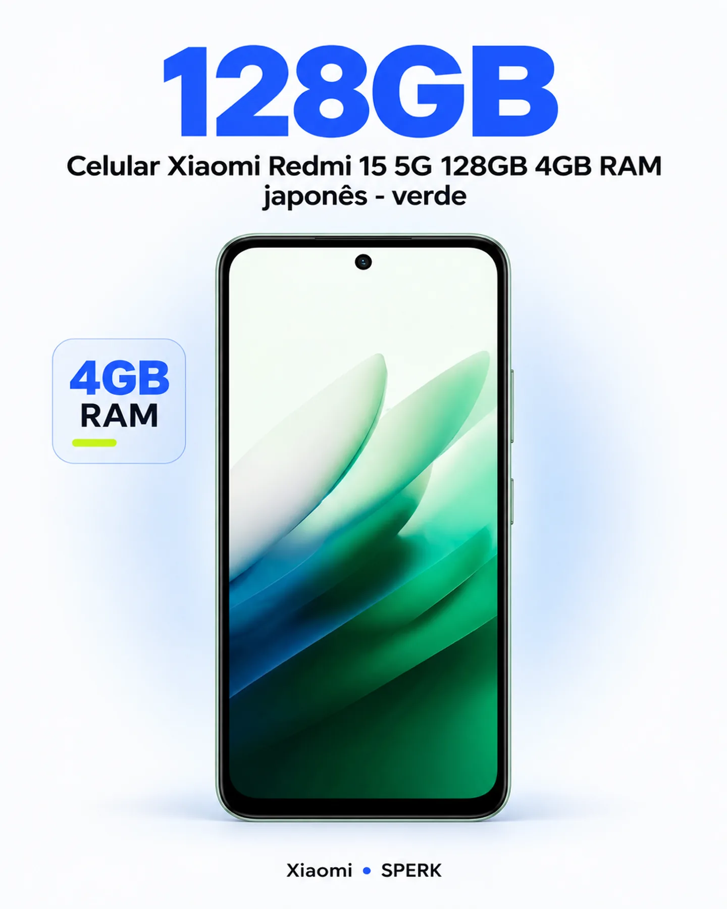 Celular Xiaomi Redmi 15 5G 128GB 4GB RAM japonês - verde — painel 3