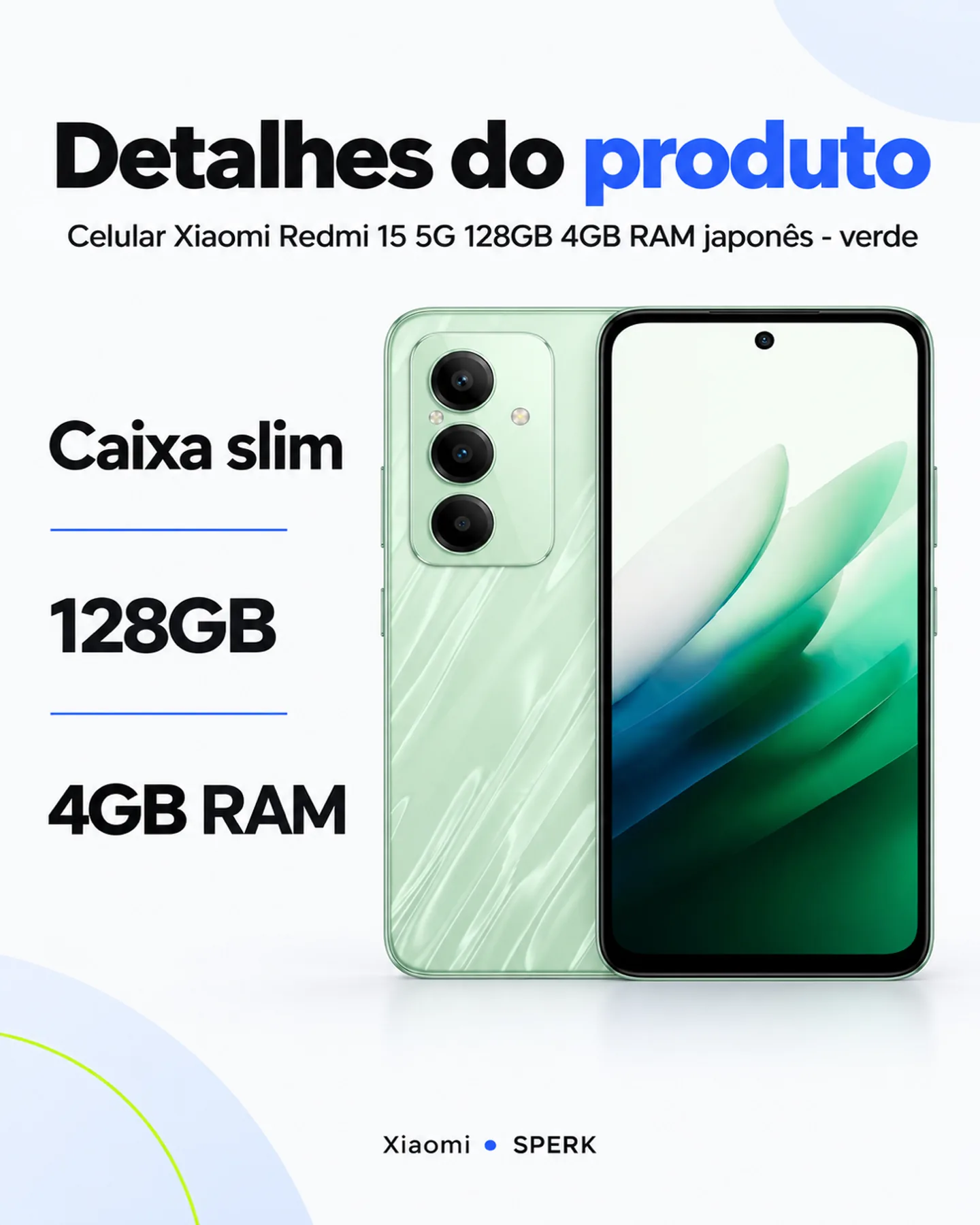 Celular Xiaomi Redmi 15 5G 128GB 4GB RAM japonês - verde — painel 4
