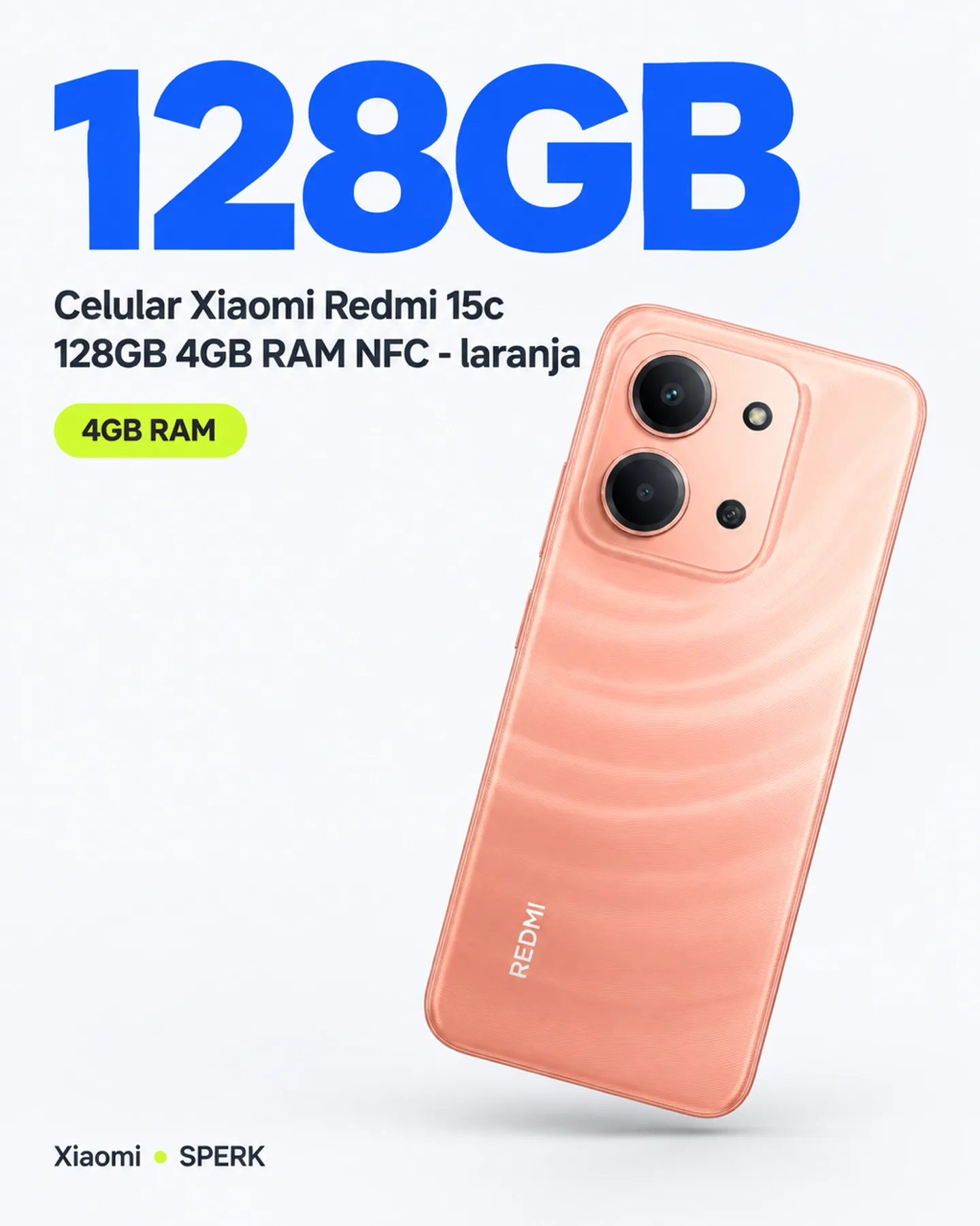 Celular Xiaomi Redmi 15c 128GB 4GB RAM NFC - laranja — painel 3