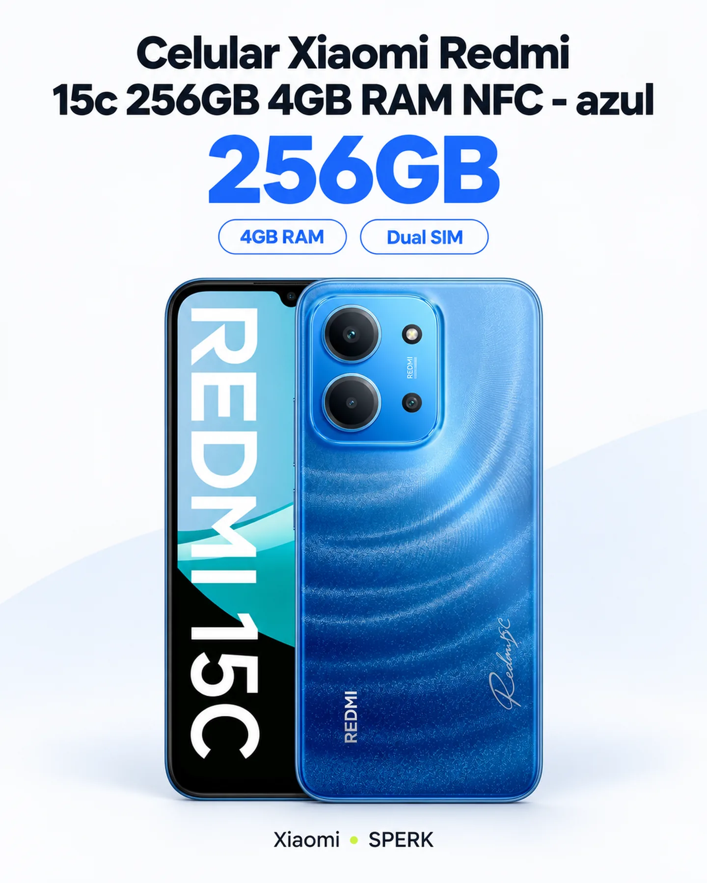 Celular Xiaomi Redmi 15c 256GB 4GB RAM NFC - azul — painel 1