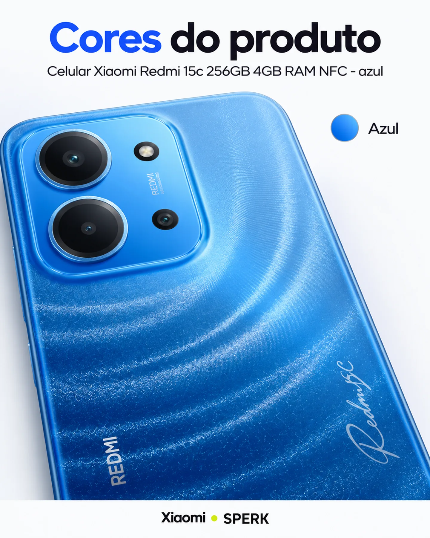 Celular Xiaomi Redmi 15c 256GB 4GB RAM NFC - azul — painel 5