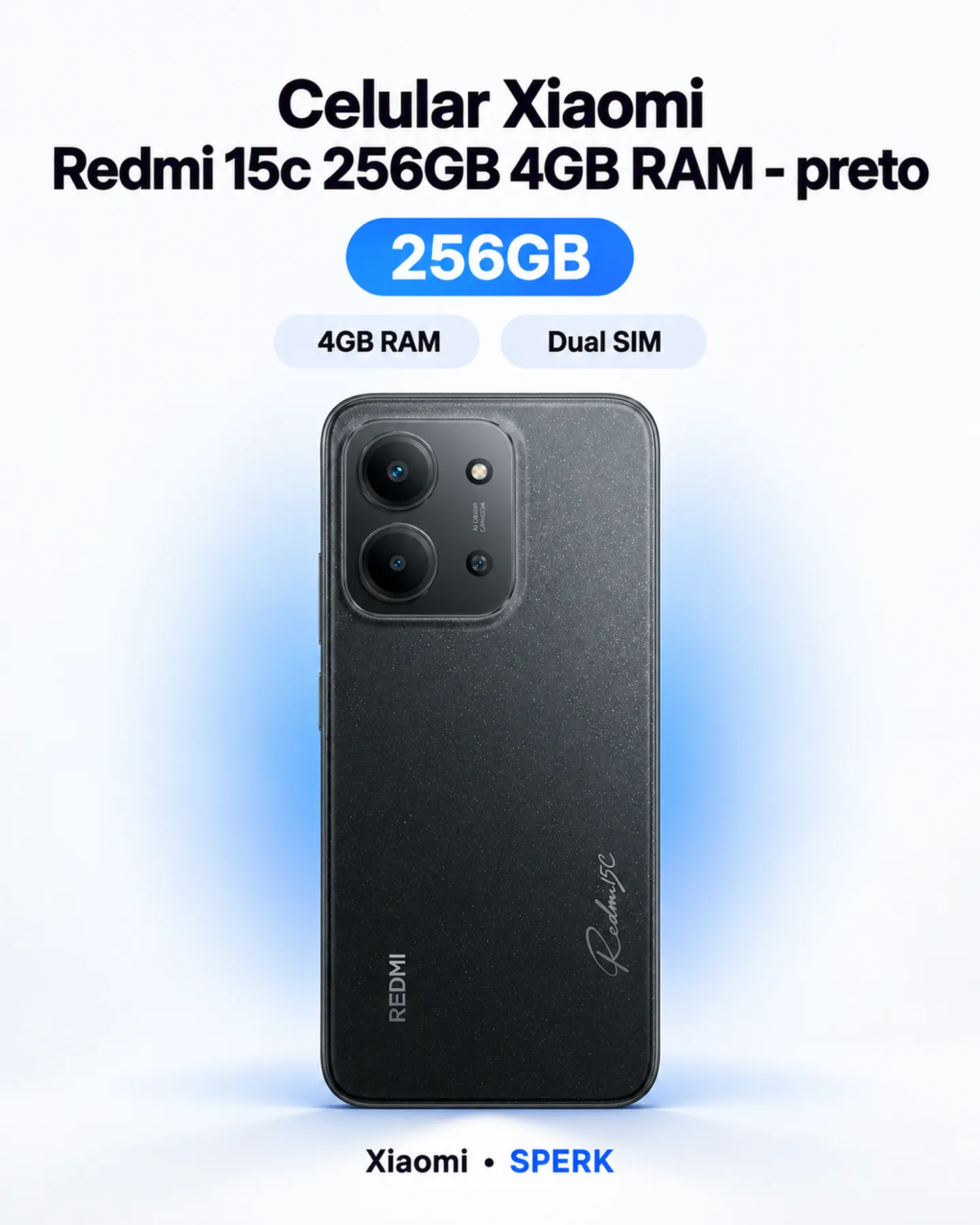 Celular Xiaomi Redmi 15c 256GB 4GB RAM - preto — painel 1