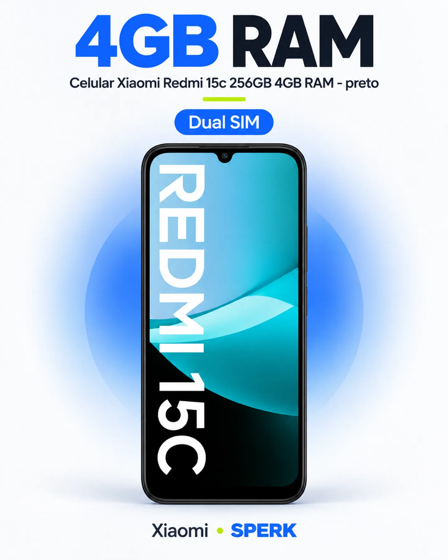 Celular Xiaomi Redmi 15c 256GB 4GB RAM - preto — painel 3