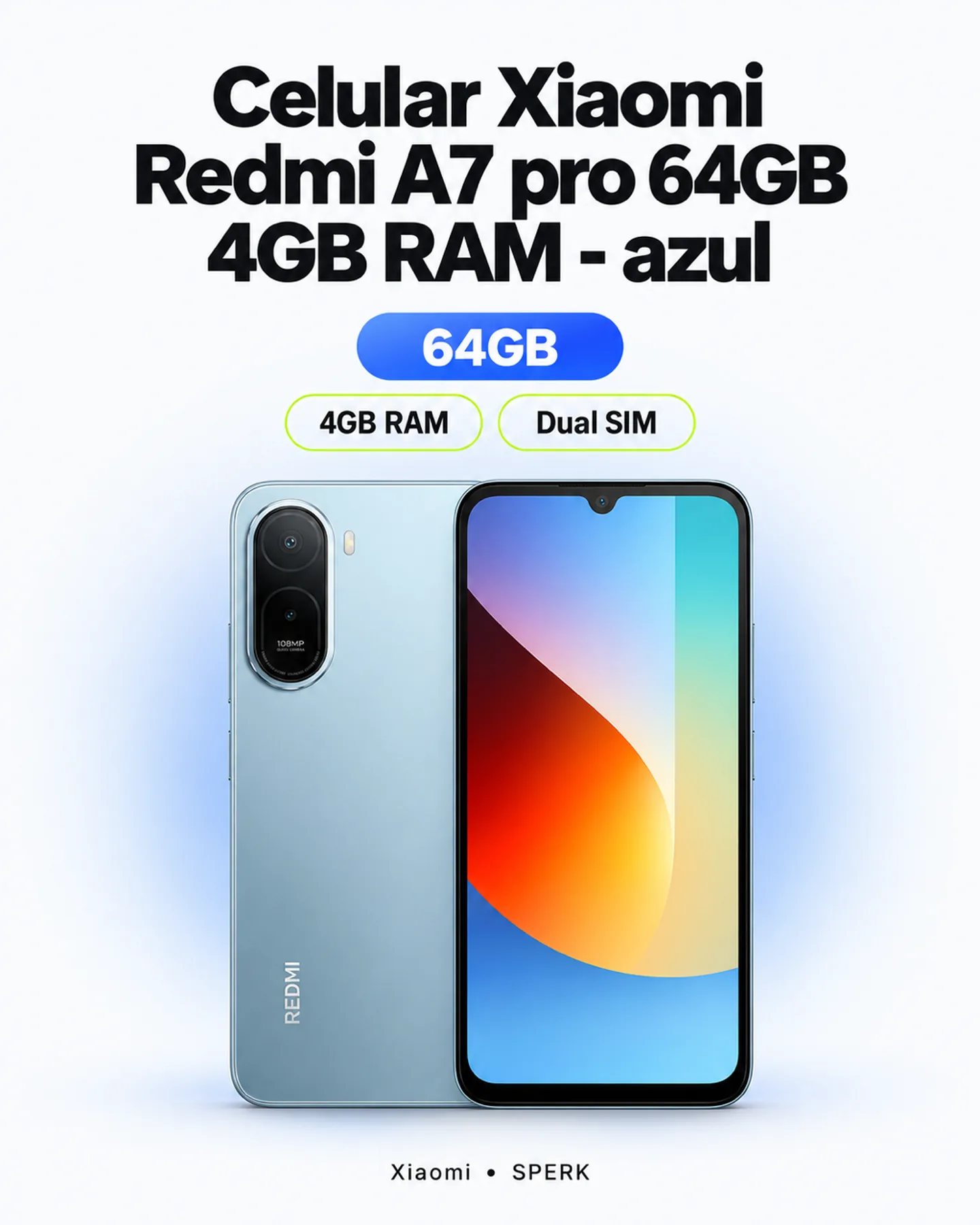 Celular Xiaomi Redmi A7 pro 64GB 4GB RAM - azul — painel 1