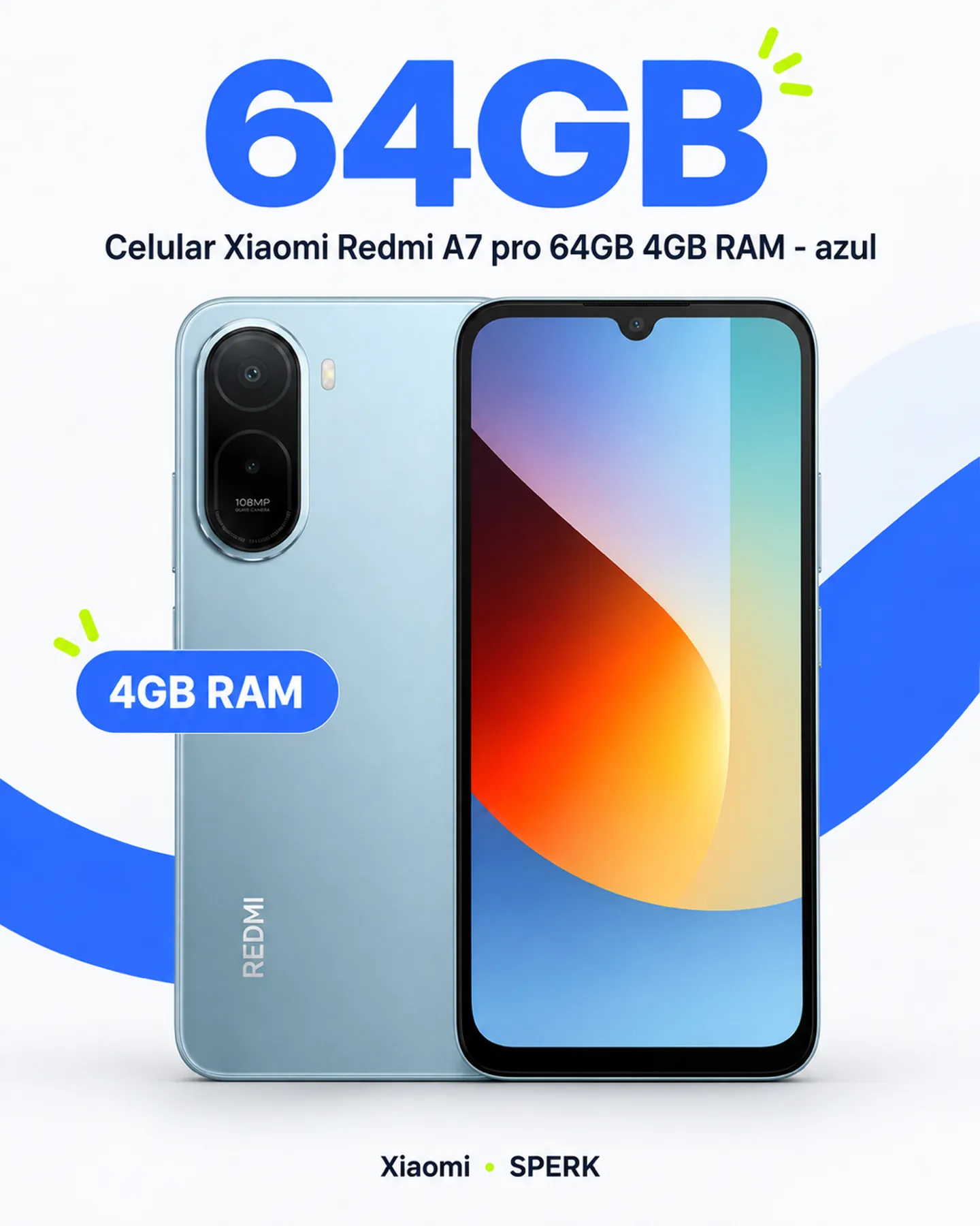 Celular Xiaomi Redmi A7 pro 64GB 4GB RAM - azul — painel 2