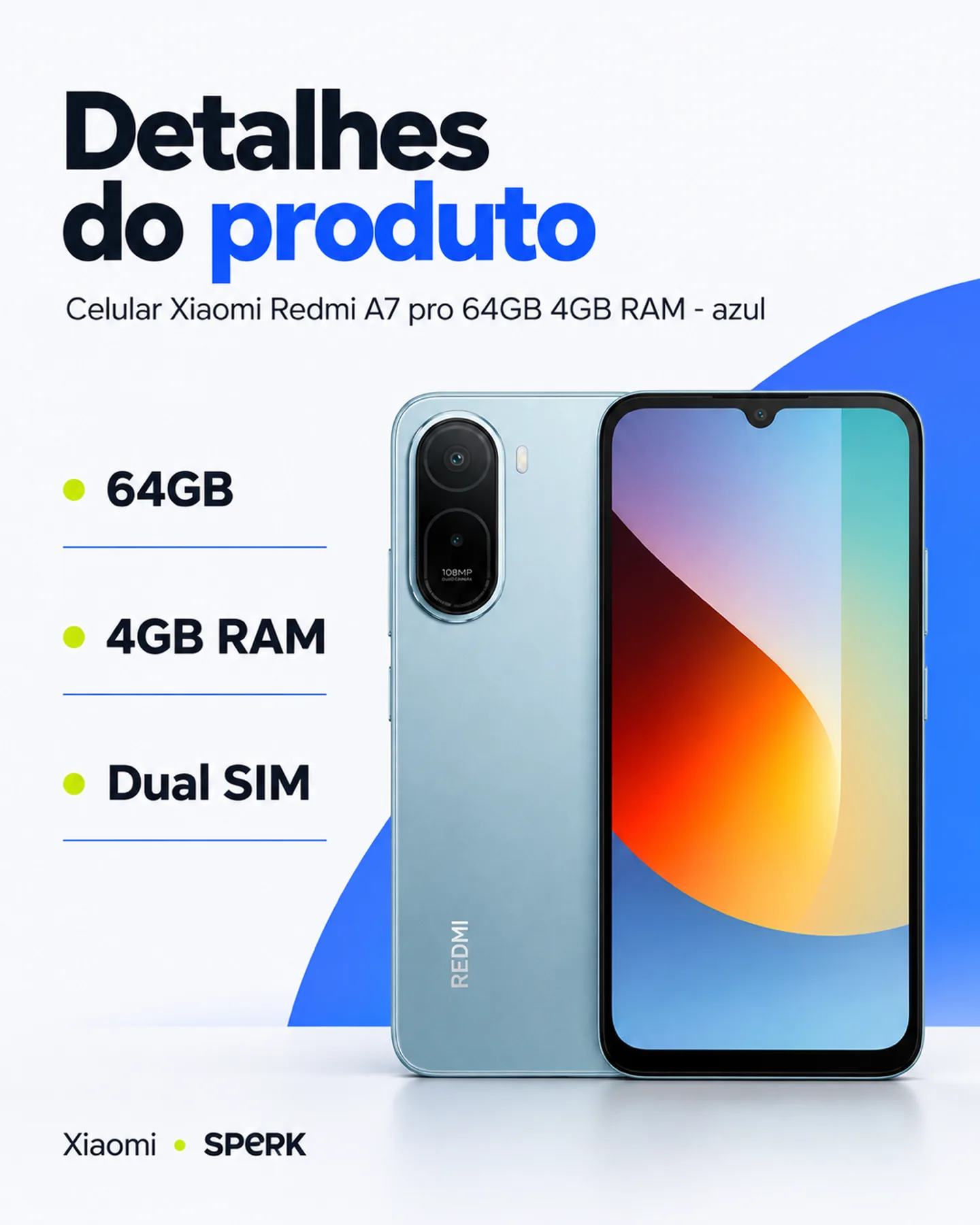 Celular Xiaomi Redmi A7 pro 64GB 4GB RAM - azul — painel 4
