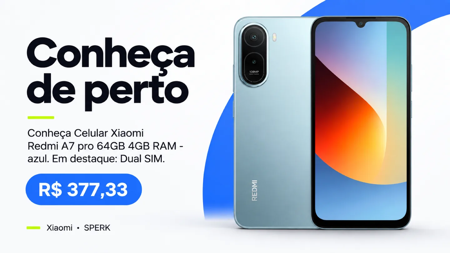 Celular Xiaomi Redmi A7 pro 64GB 4GB RAM - azul — heroi descricao