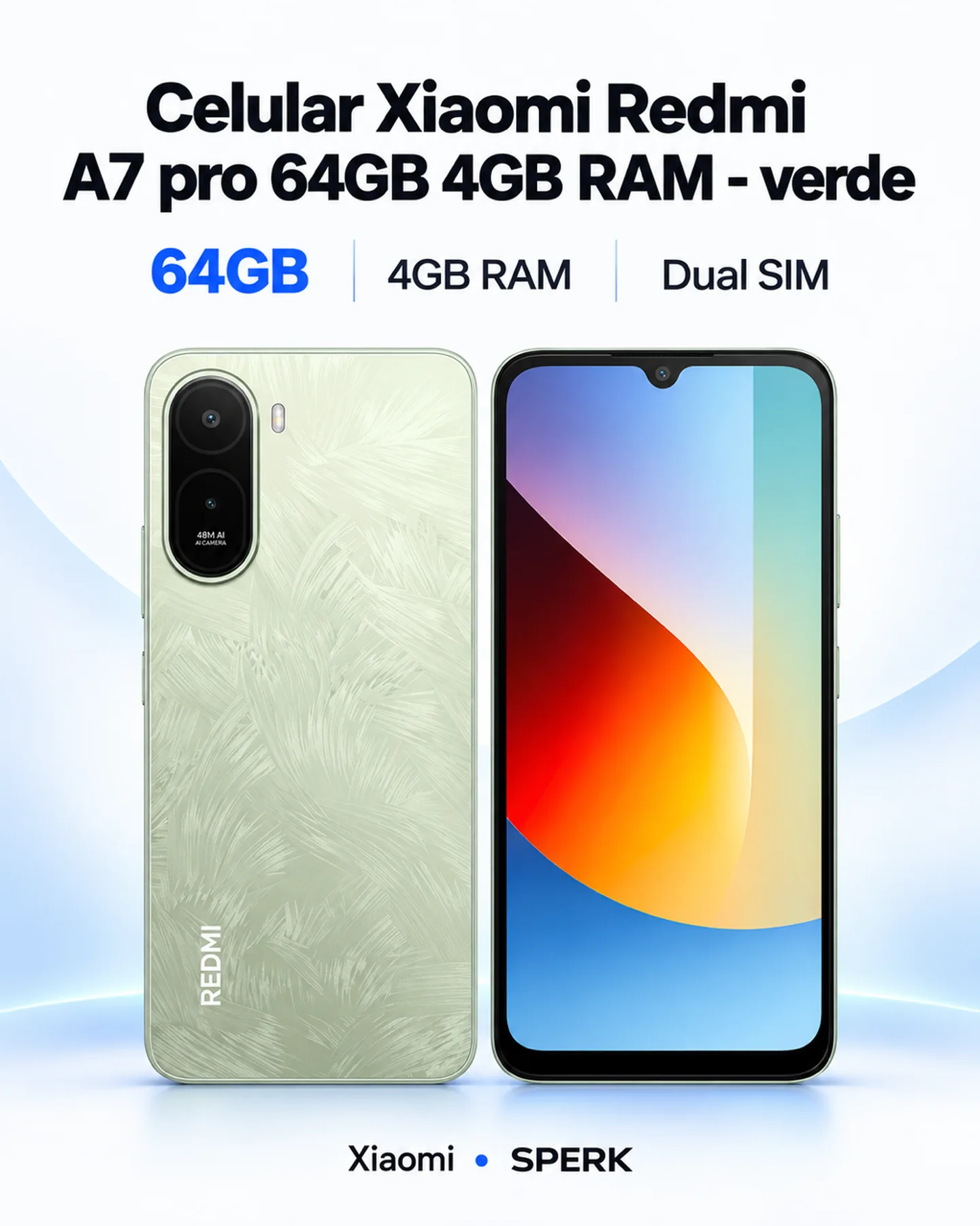 Celular Xiaomi Redmi A7 pro 64GB 4GB RAM - verde — painel 1