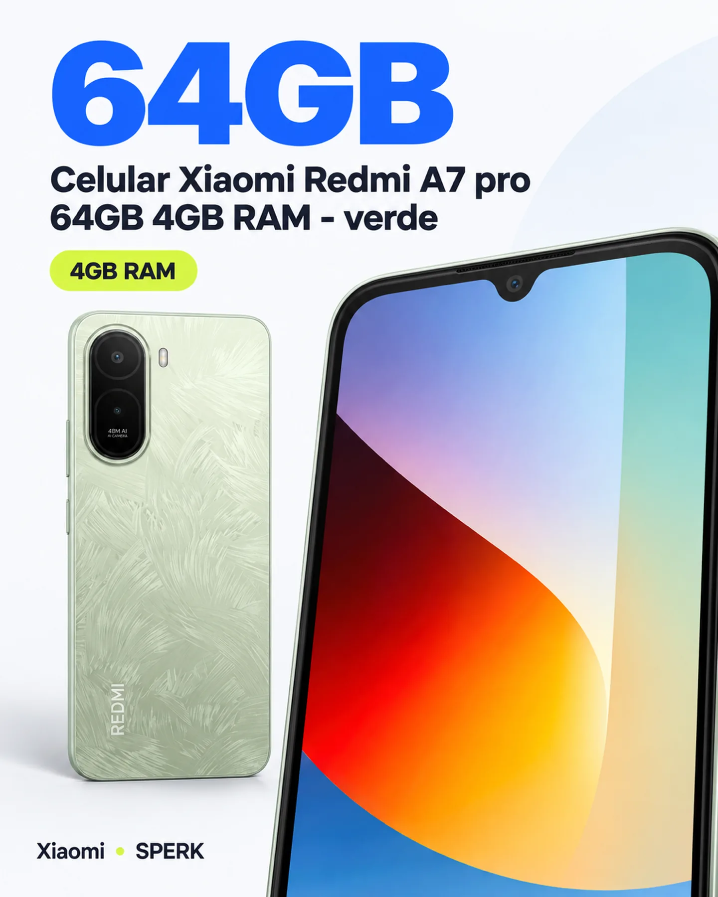Celular Xiaomi Redmi A7 pro 64GB 4GB RAM - verde — painel 2