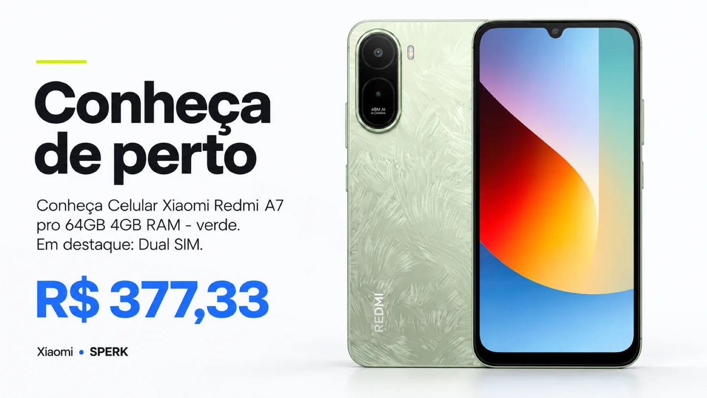 Celular Xiaomi Redmi A7 pro 64GB 4GB RAM - verde — heroi descricao