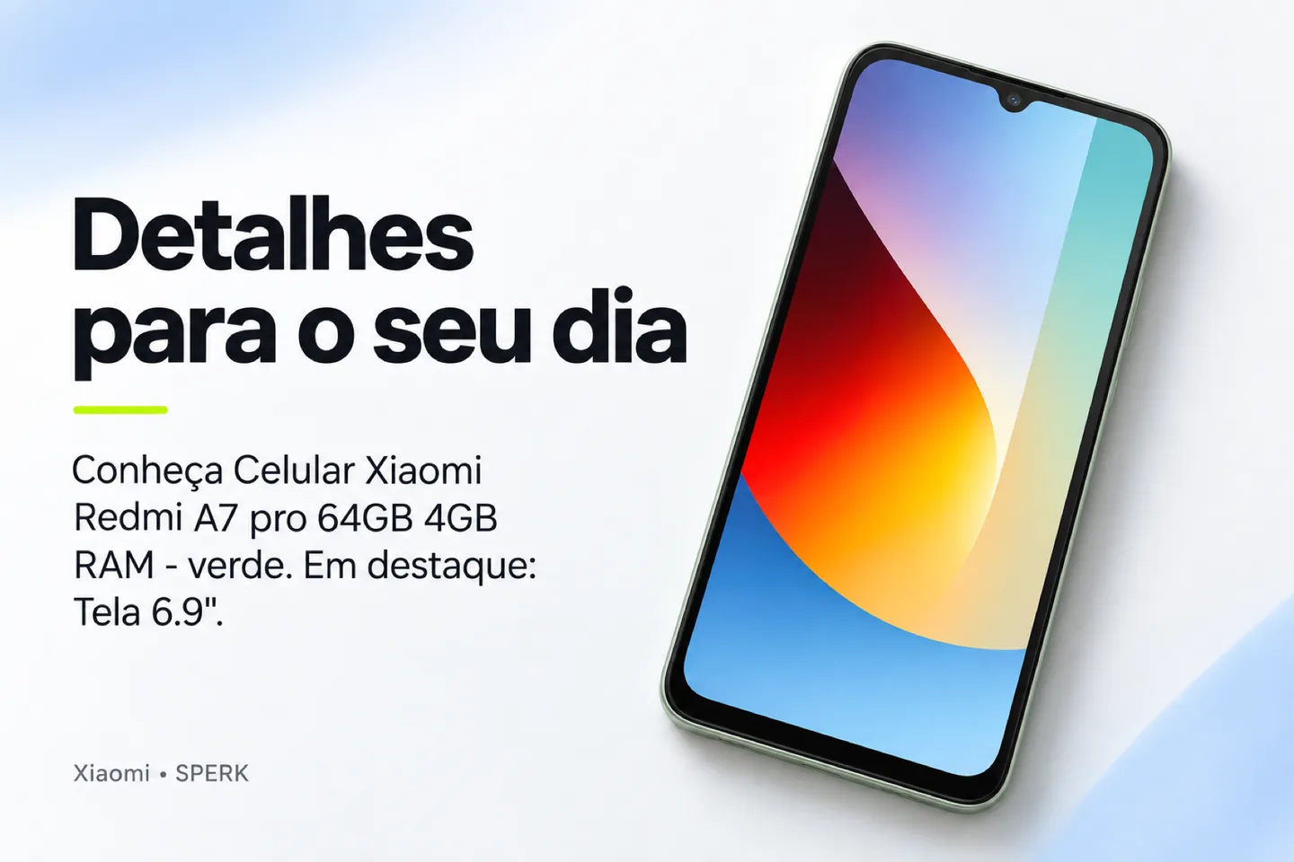 Celular Xiaomi Redmi A7 pro 64GB 4GB RAM - verde — diferencial uso