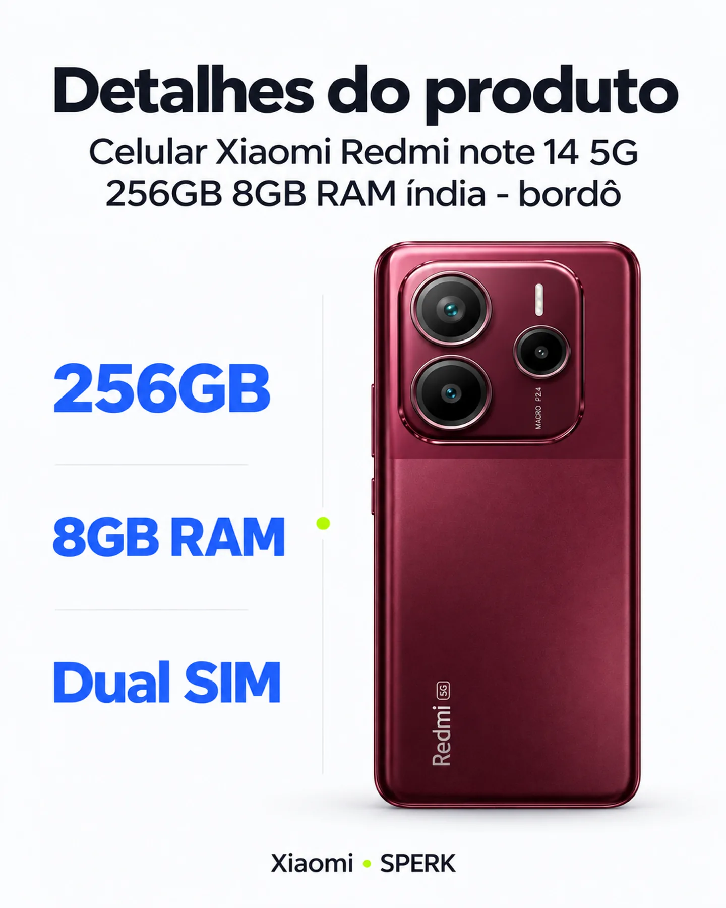 Celular Xiaomi Redmi note 14 5G 256GB 8GB RAM índia - bordô — painel 4
