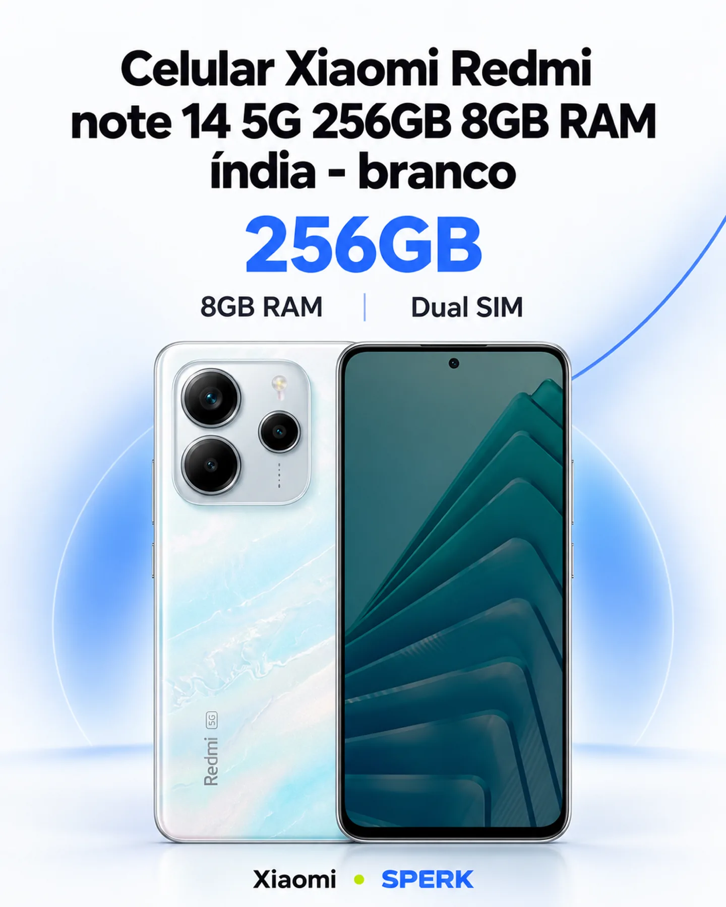 Celular Xiaomi Redmi note 14 5G 256GB 8GB RAM índia - branco — painel 1
