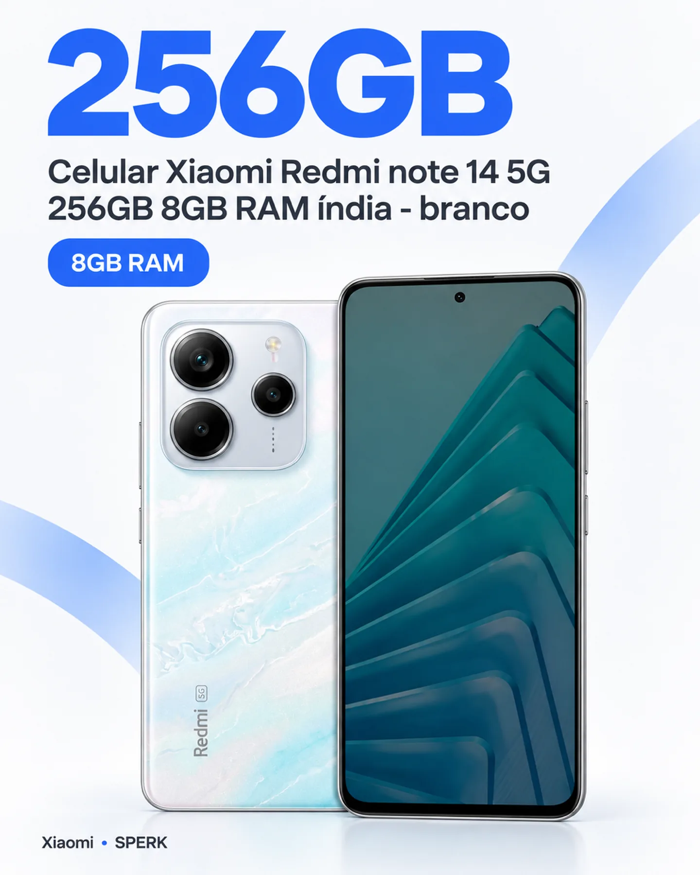 Celular Xiaomi Redmi note 14 5G 256GB 8GB RAM índia - branco — painel 2