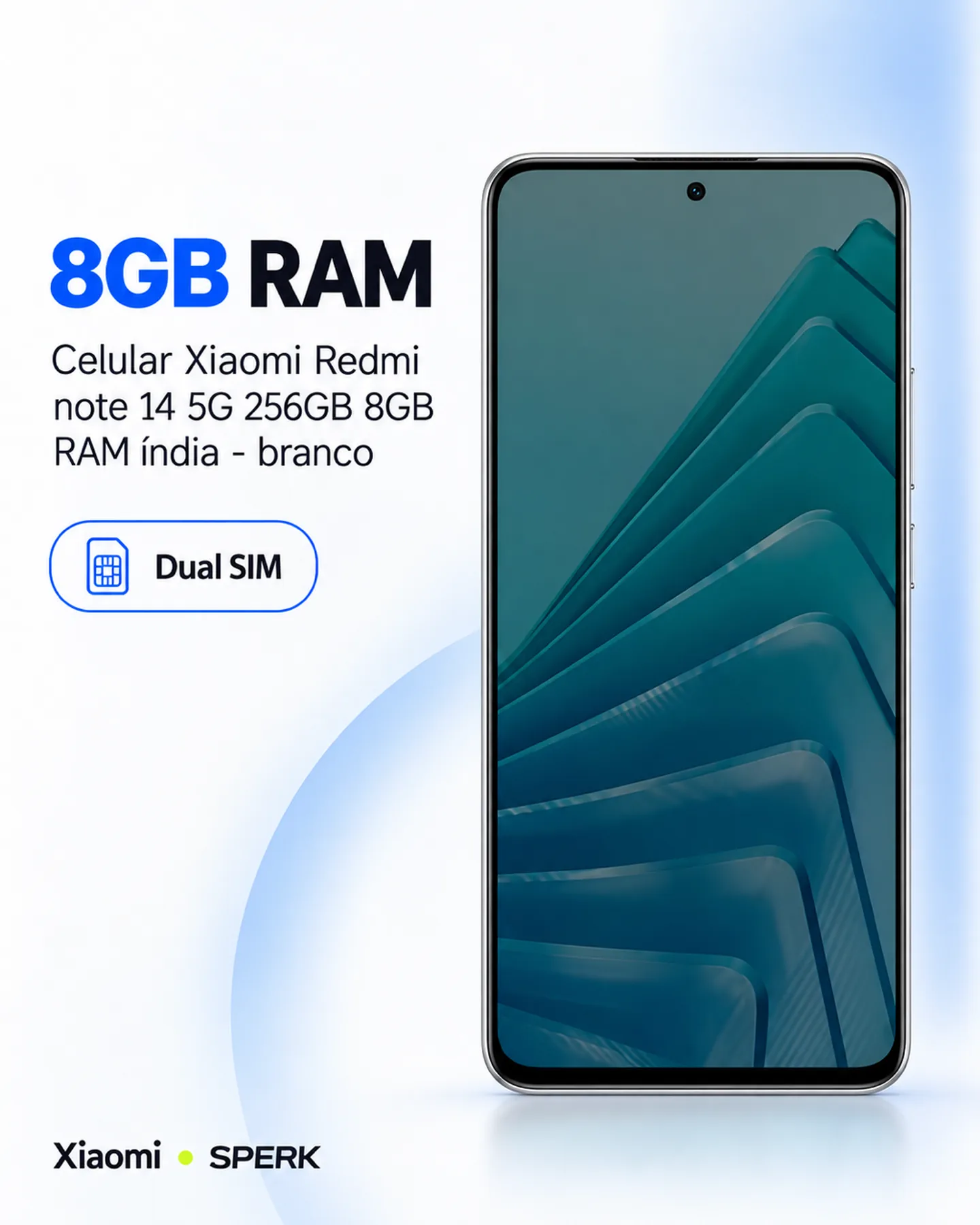 Celular Xiaomi Redmi note 14 5G 256GB 8GB RAM índia - branco — painel 3