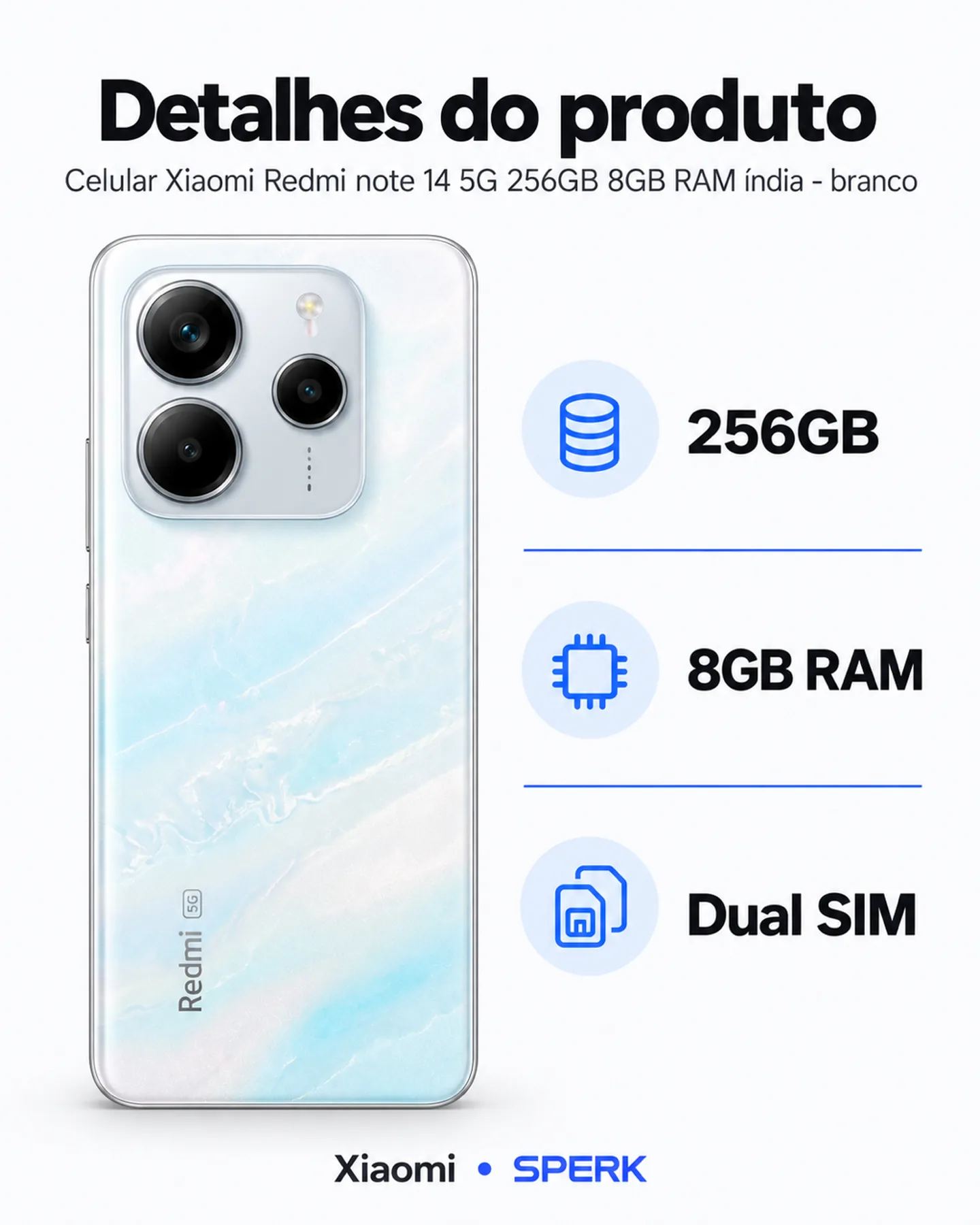 Celular Xiaomi Redmi note 14 5G 256GB 8GB RAM índia - branco — painel 4