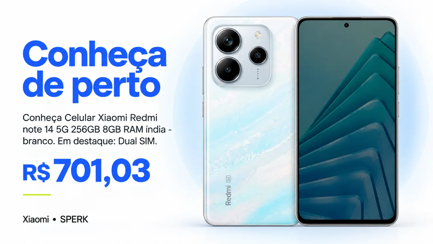 Celular Xiaomi Redmi note 14 5G 256GB 8GB RAM índia - branco — heroi descricao