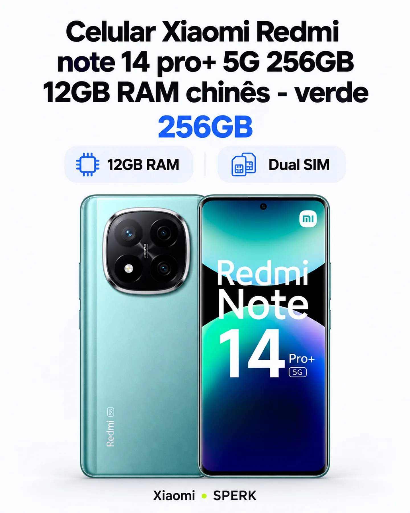 Celular Xiaomi Redmi note 14 pro+ 5G 256GB 12GB RAM chinês - verde — painel 1